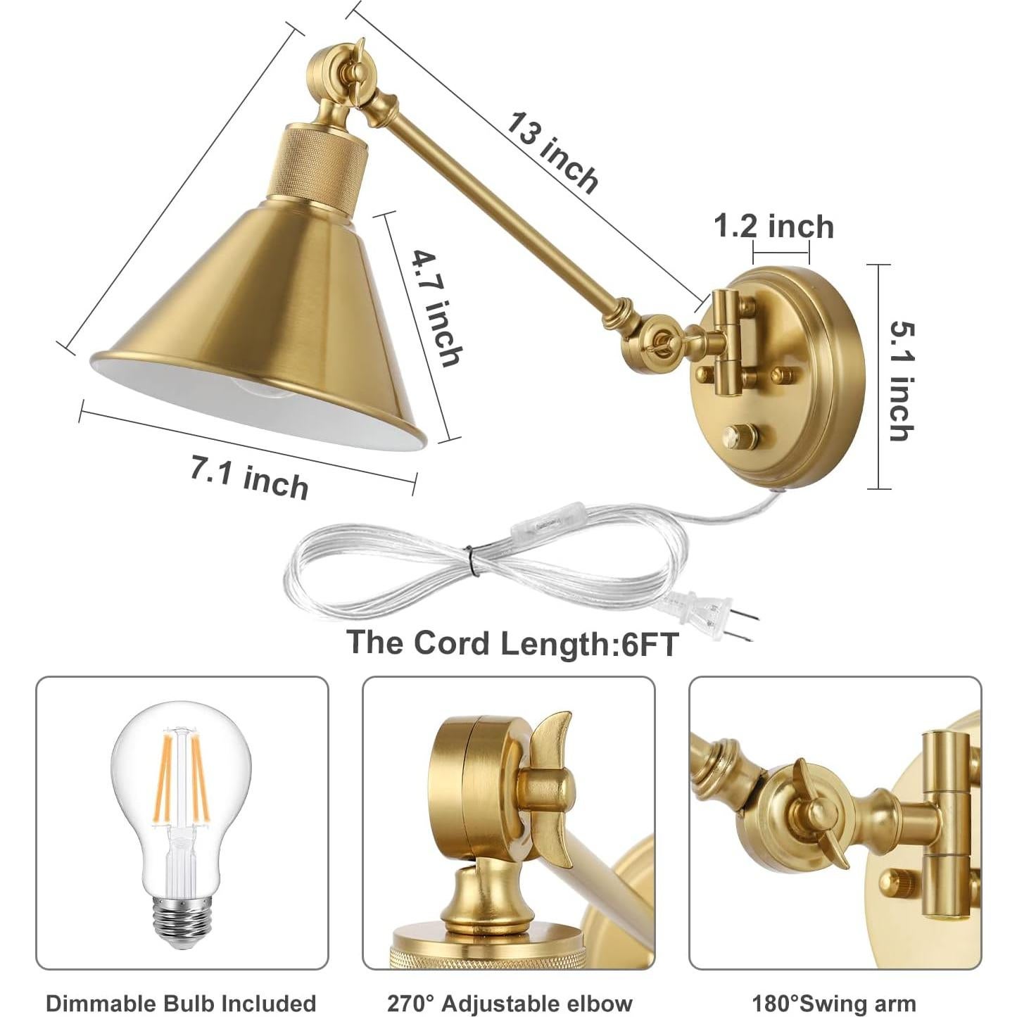 Aplique de pared TRLIFE set de 2 con bombillas LED regulables