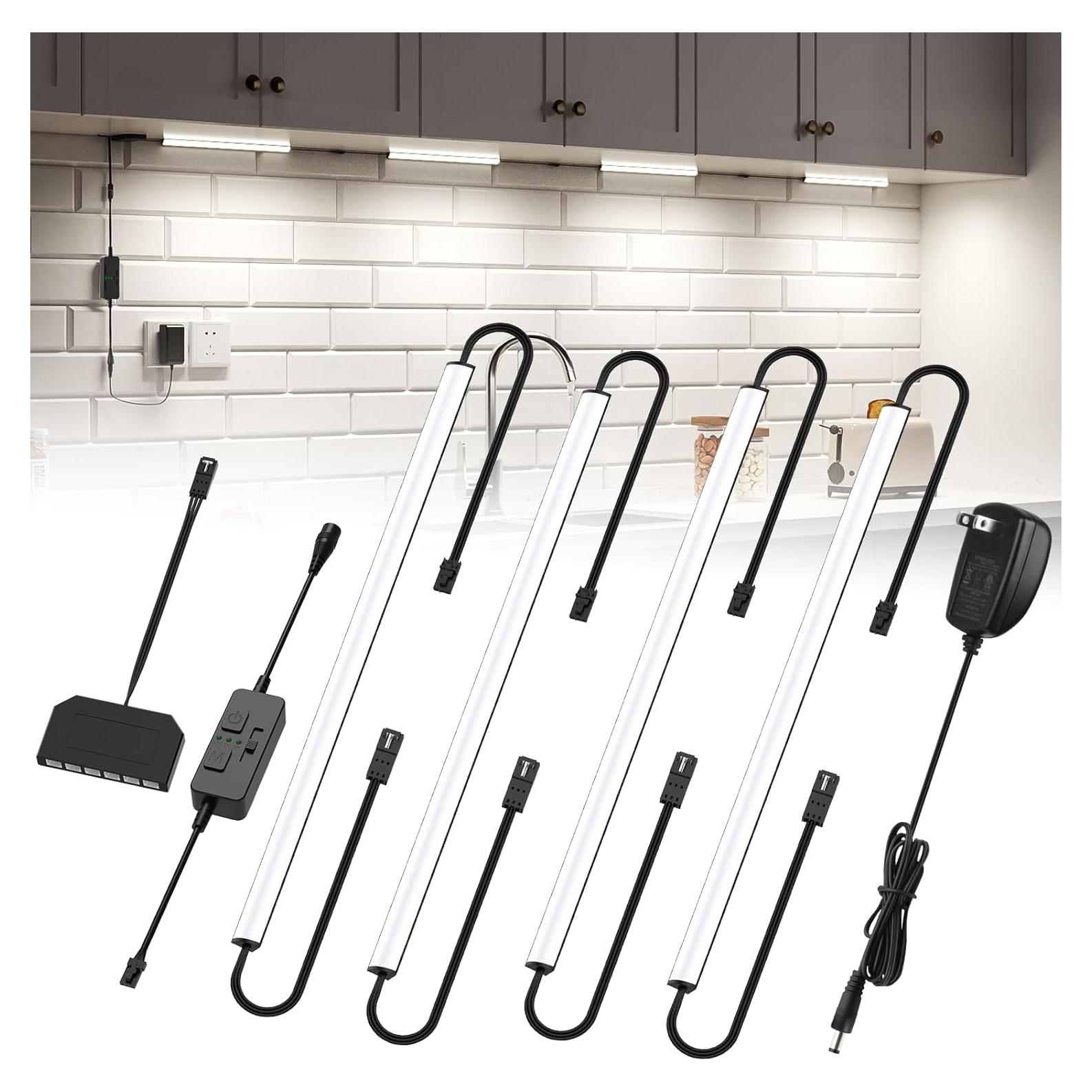 AIBOO Iluminación Bajo Gabinete 12W CCT Regulable Kit 4 Barras