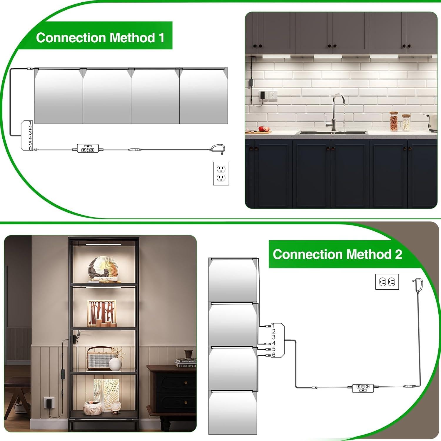 AIBOO Iluminación Bajo Gabinete 12W CCT Regulable Kit 4 Barras