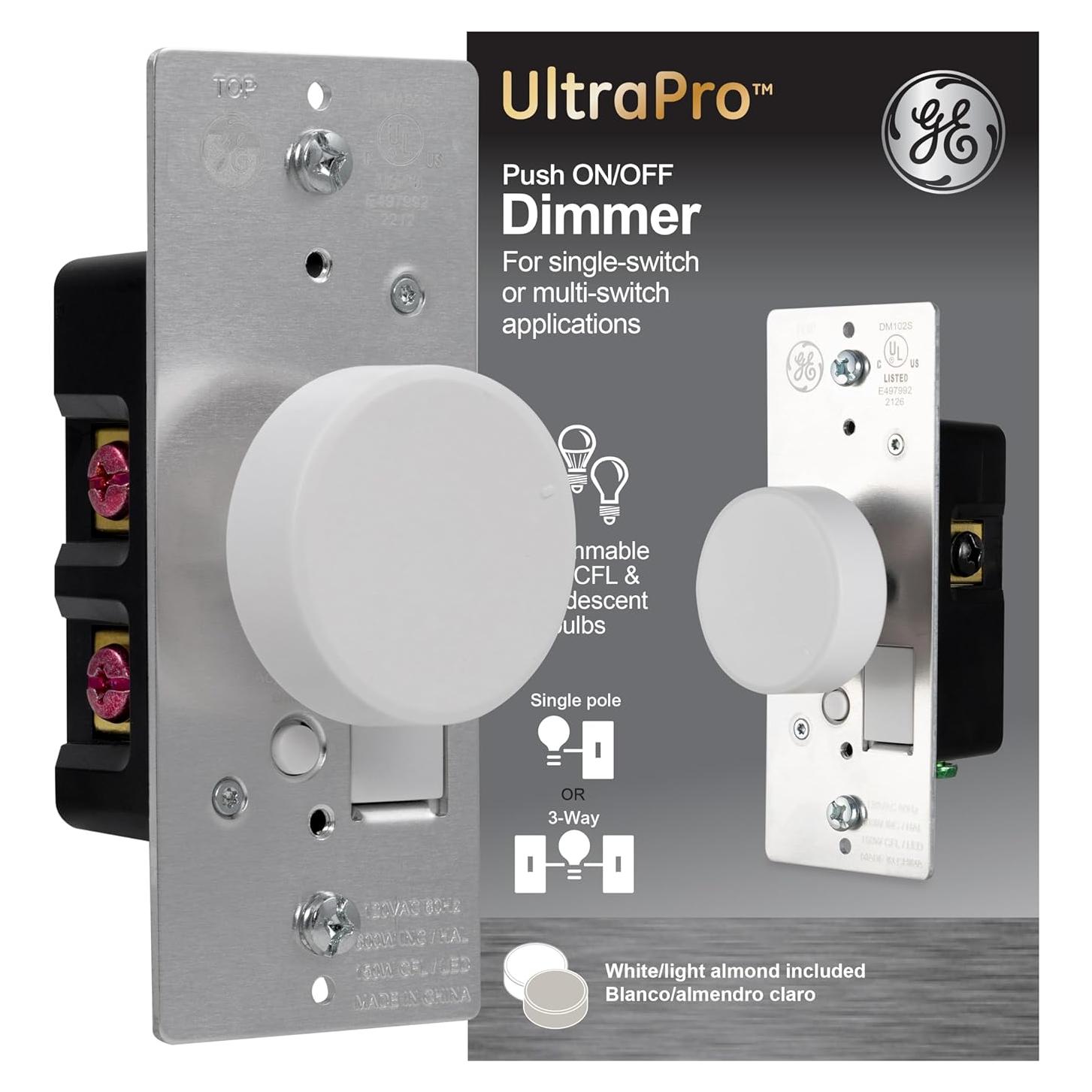 Interruptor Regulador de Luz Rotativo GE 3 Vías con Perillas