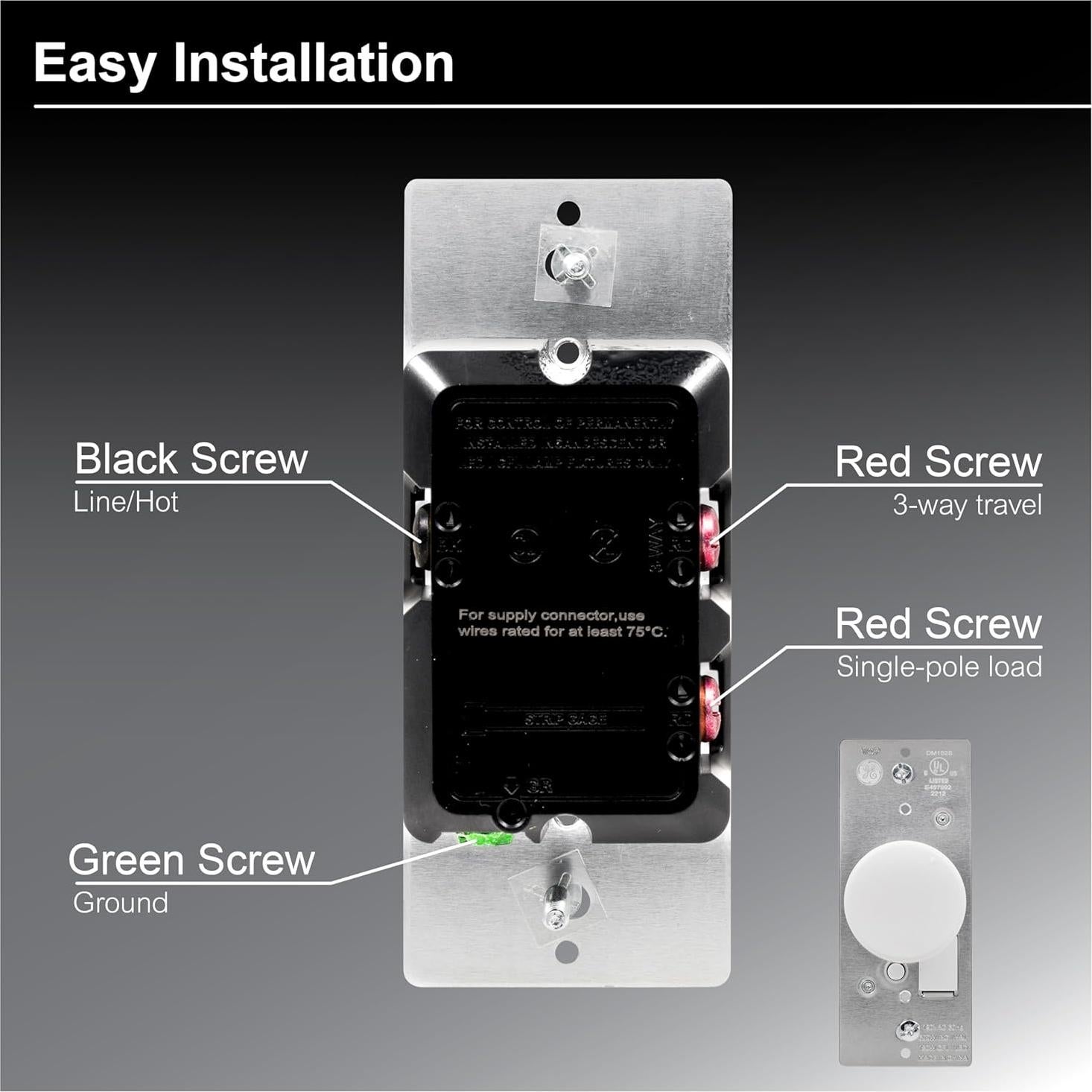 Interruptor Regulador de Luz Rotativo GE 3 Vías con Perillas