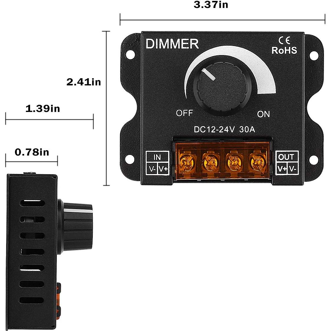 Controlador de Atenuación LED SUPERNIGHT 12-24V 30A PWM