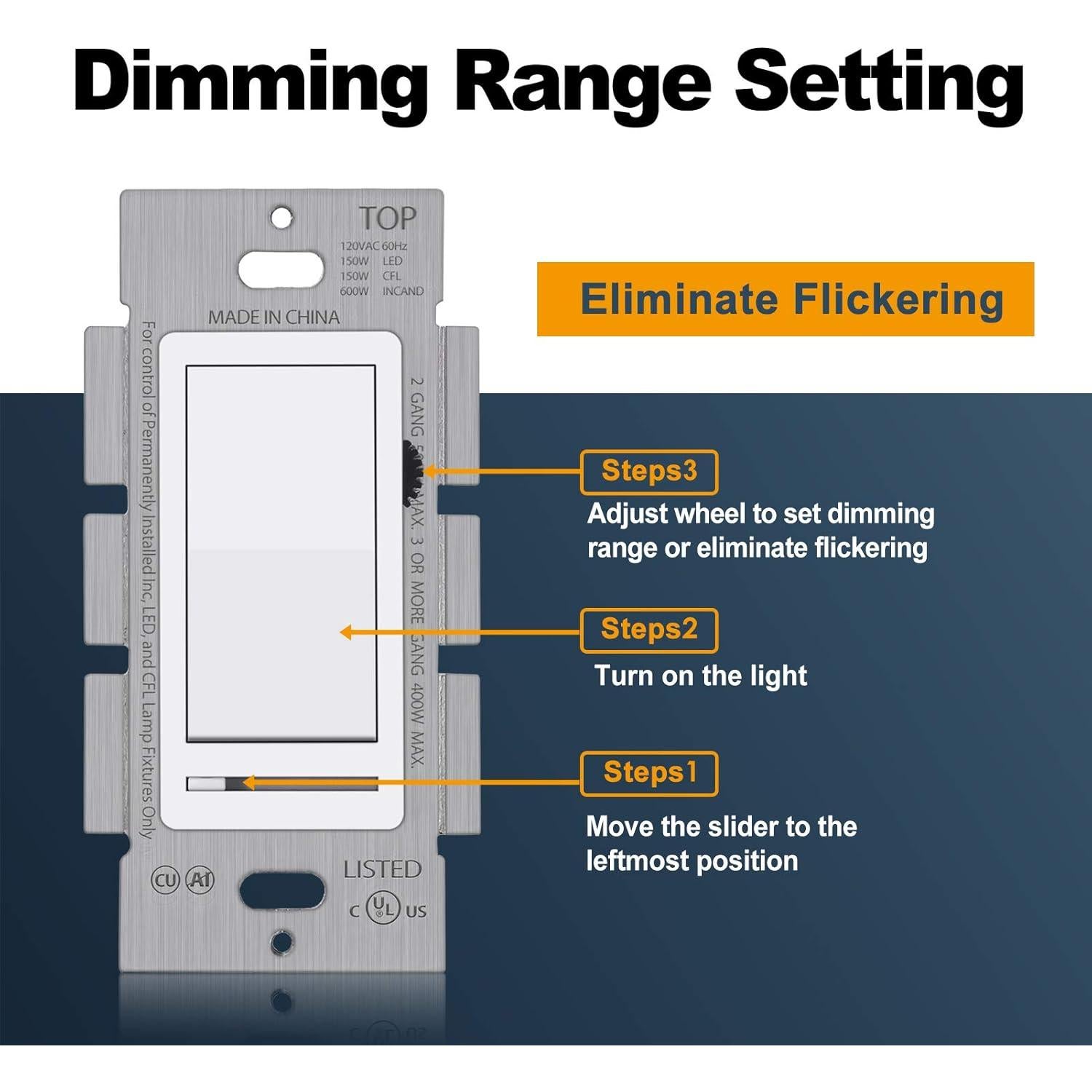 Interruptor Regulador de Luz BESTTEN Moderno 3 Vías LED CFL