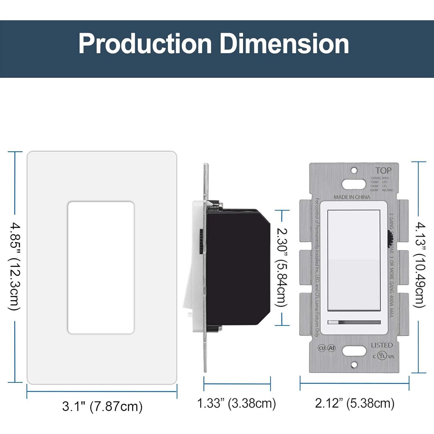 Interruptor Regulador de Luz BESTTEN Moderno 3 Vías LED CFL