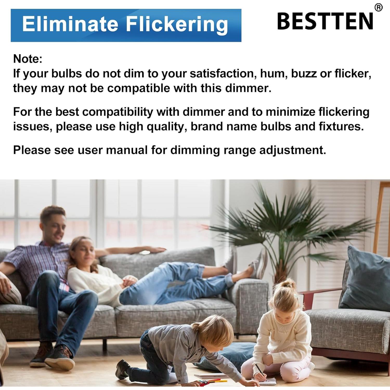 Interruptor Regulable BESTTEN 300W LED/CFL, 600W Incandescente