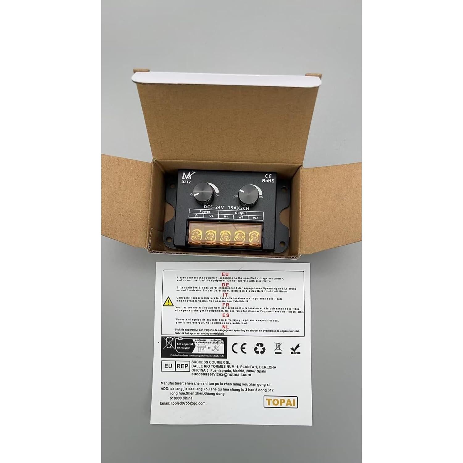 Regulador LED TOPAI Doble Perilla 5-24V 30A Control Independiente