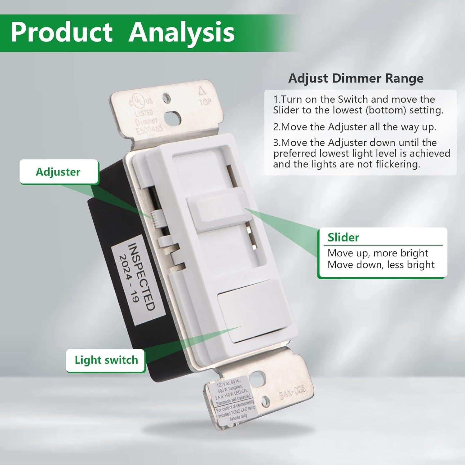 Interruptor Regulador Wengart BAK-008, 150W LED y 600W Incandescentes
