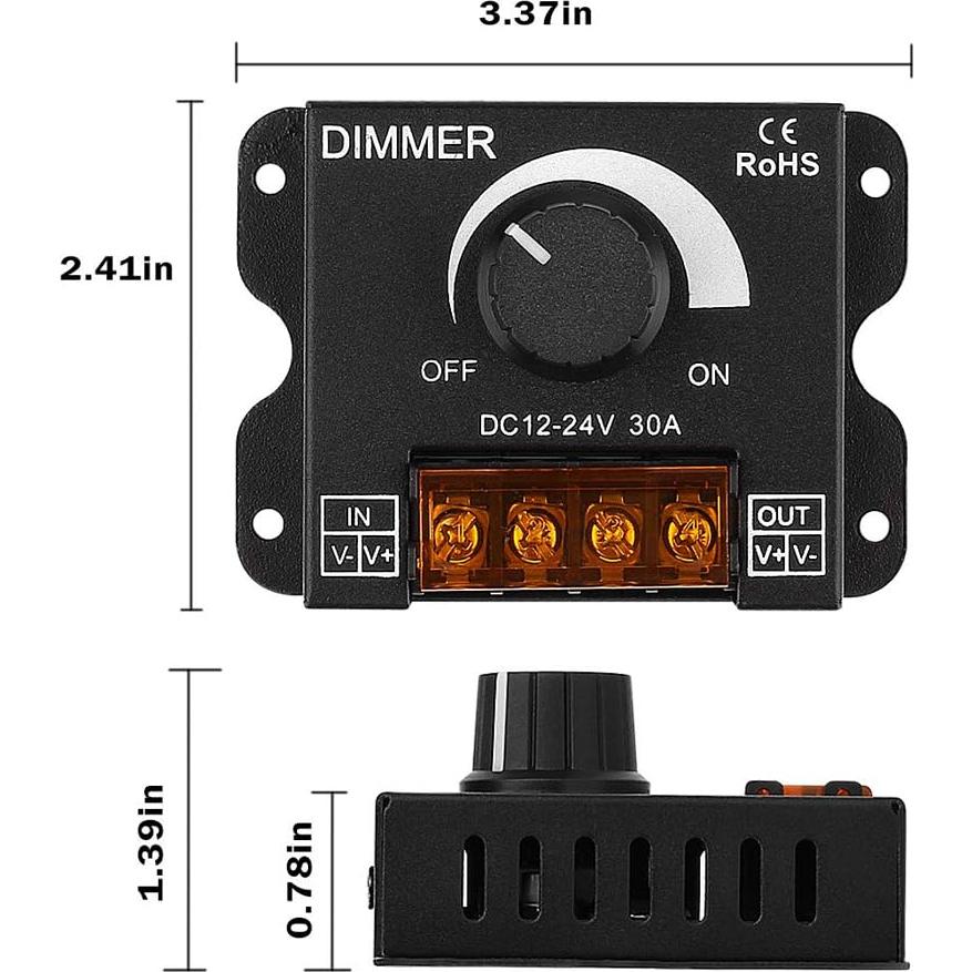Atenuador LED KEYGMA DC 12-24V 30A PWM Montaje en Pared