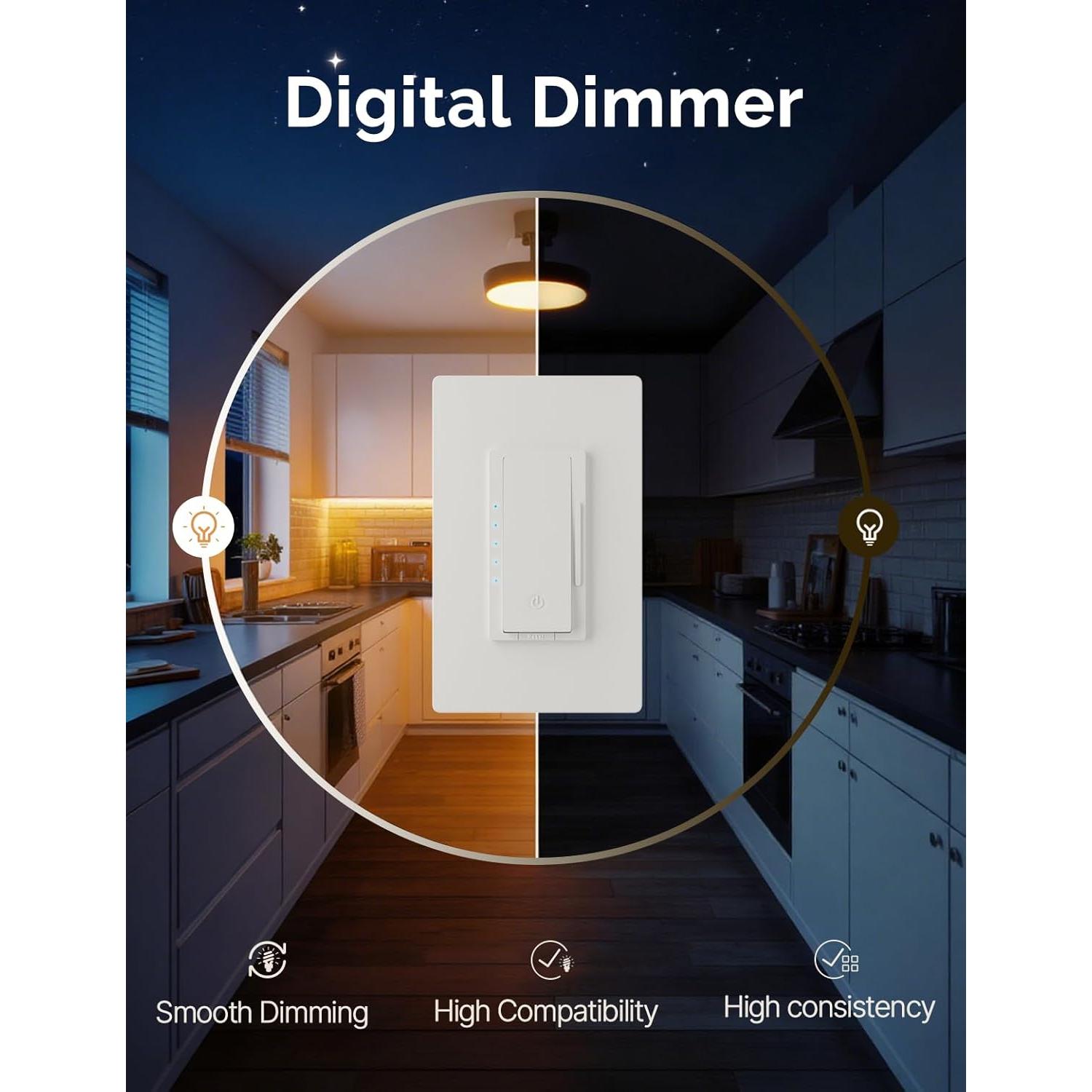 Interruptor de Luz Regulable Digital MOES 600W LED/CFL/Incandescente