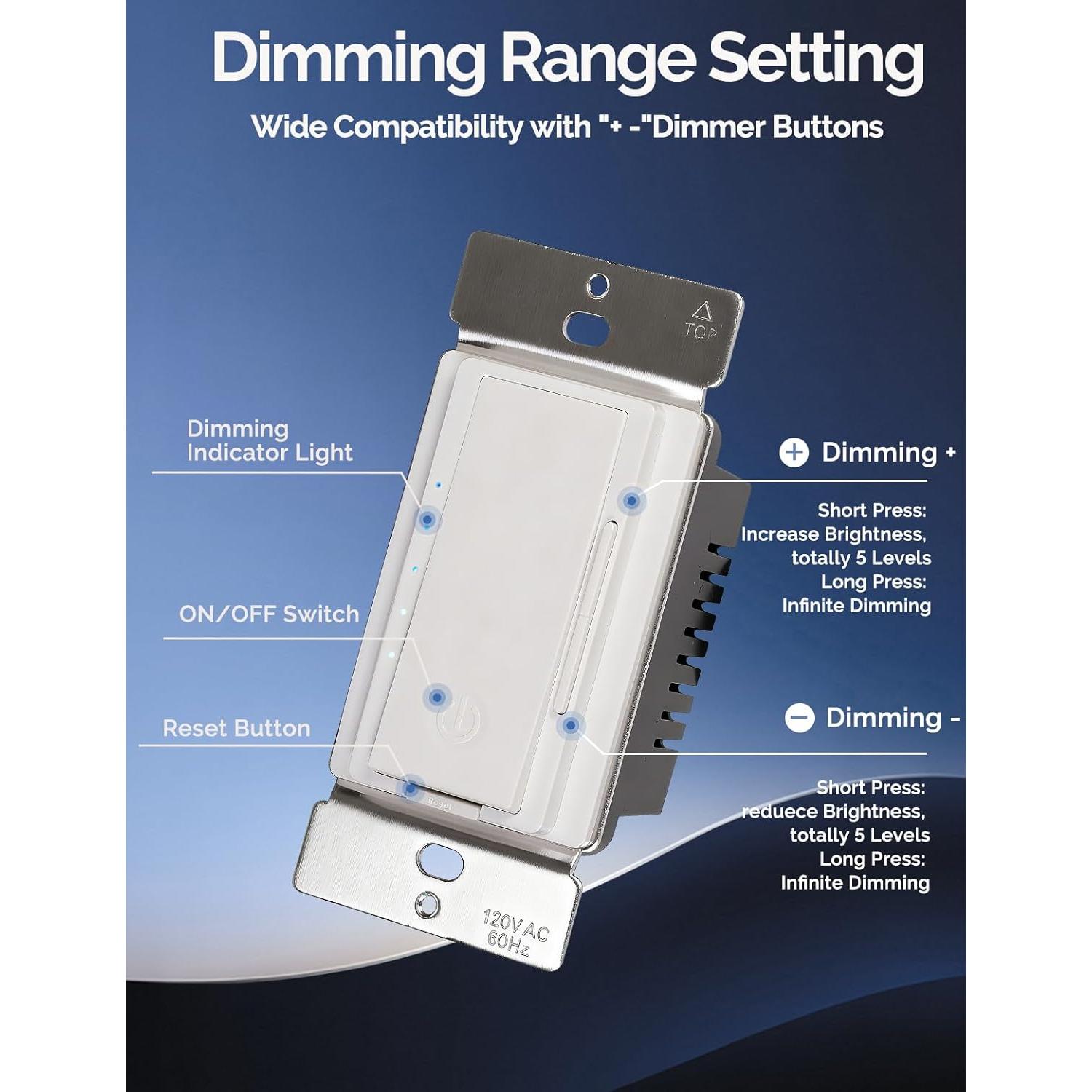 Interruptor de Luz Regulable Digital MOES 600W LED/CFL/Incandescente