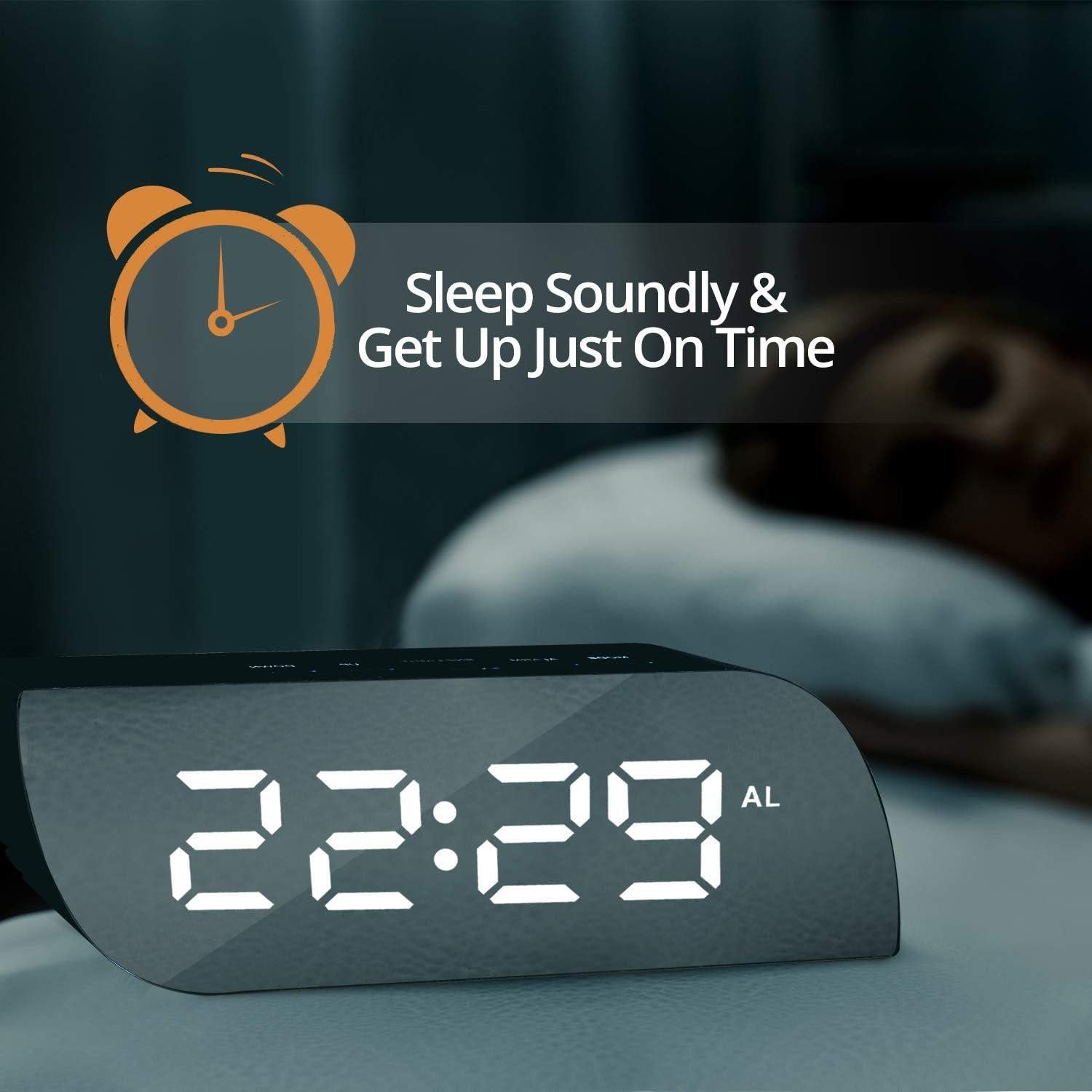 Reloj Despertador Digital Betus Espejo Negro - Snooze USB