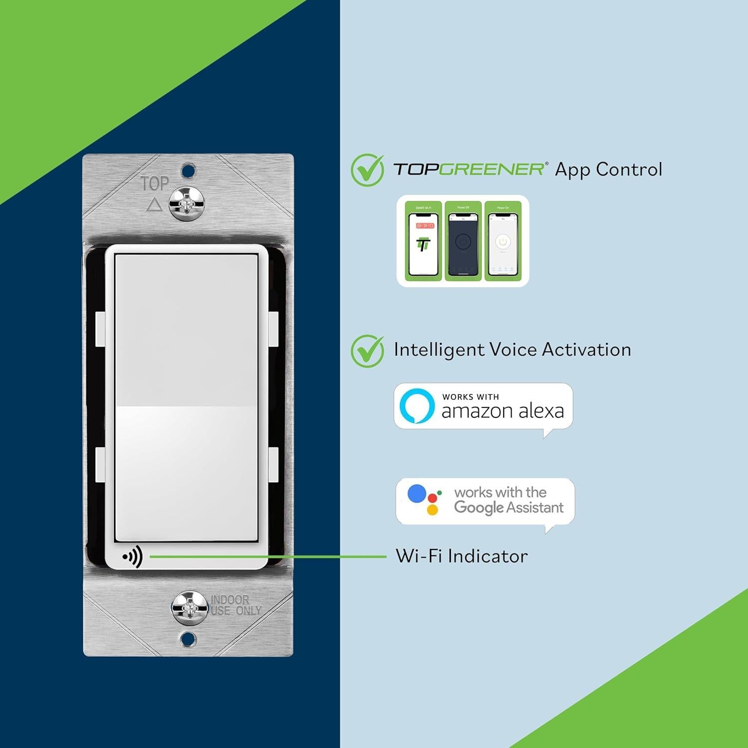 Interruptor Inteligente Wi-Fi TOPGREENER TGWF15S Blanco