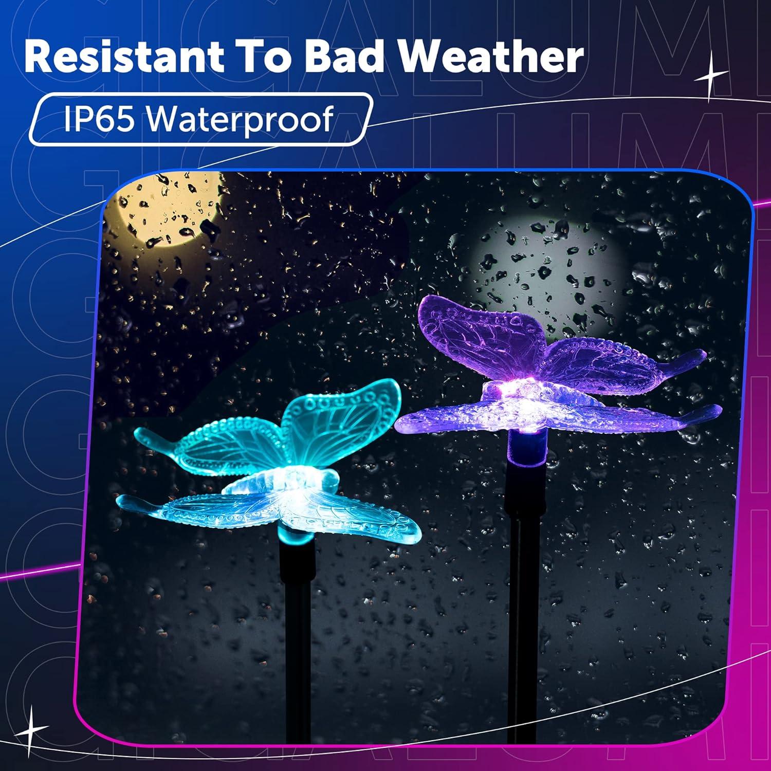 Luces Solares de Jardín GIGALUMI 6 Mariposas LED Coloridas