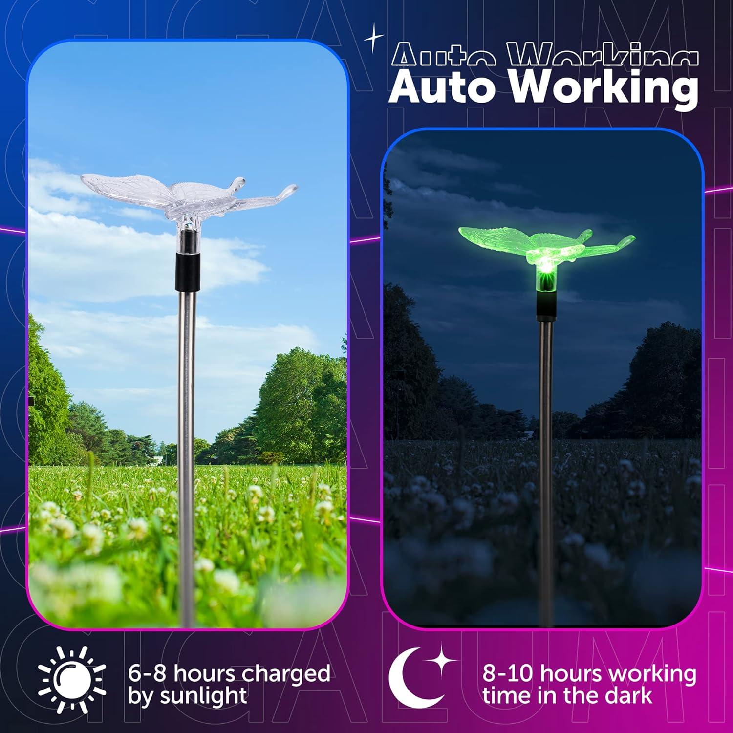 Luces Solares de Jardín GIGALUMI 6 Mariposas LED Coloridas