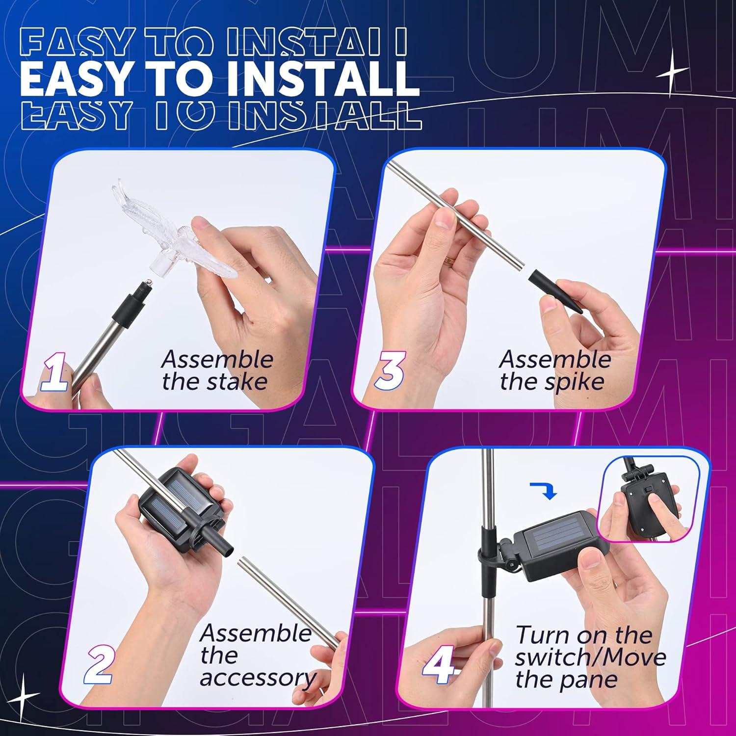 Luces Solares de Jardín GIGALUMI 6 Mariposas LED Coloridas