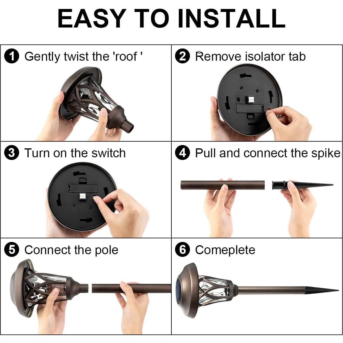 Luces de Paisaje Solares GIGALUMI 6 Piezas Cálida 48cm