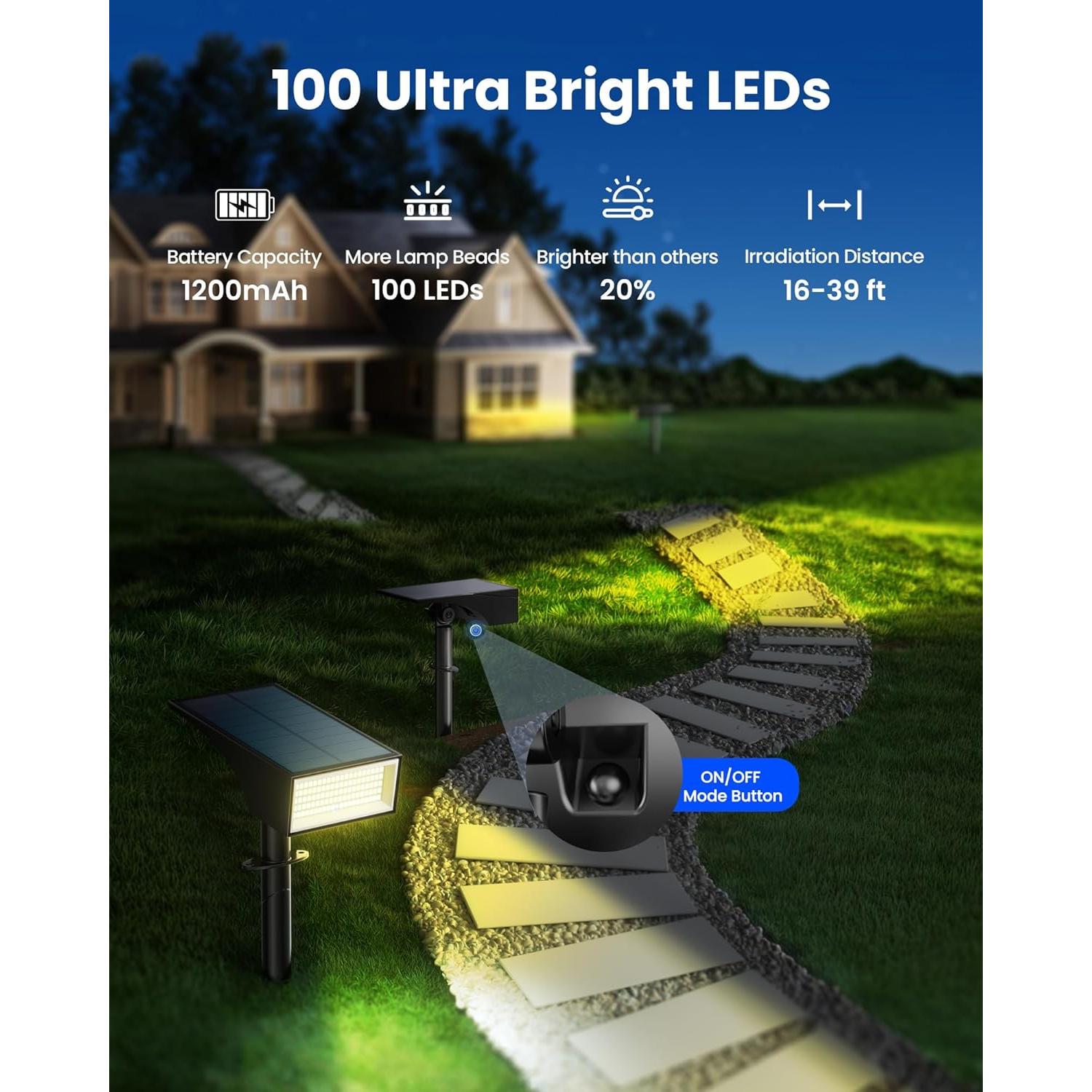 Luces Solares Koicaxy 100 LEDs IP65 4 Modos Jardín 4 Paquete