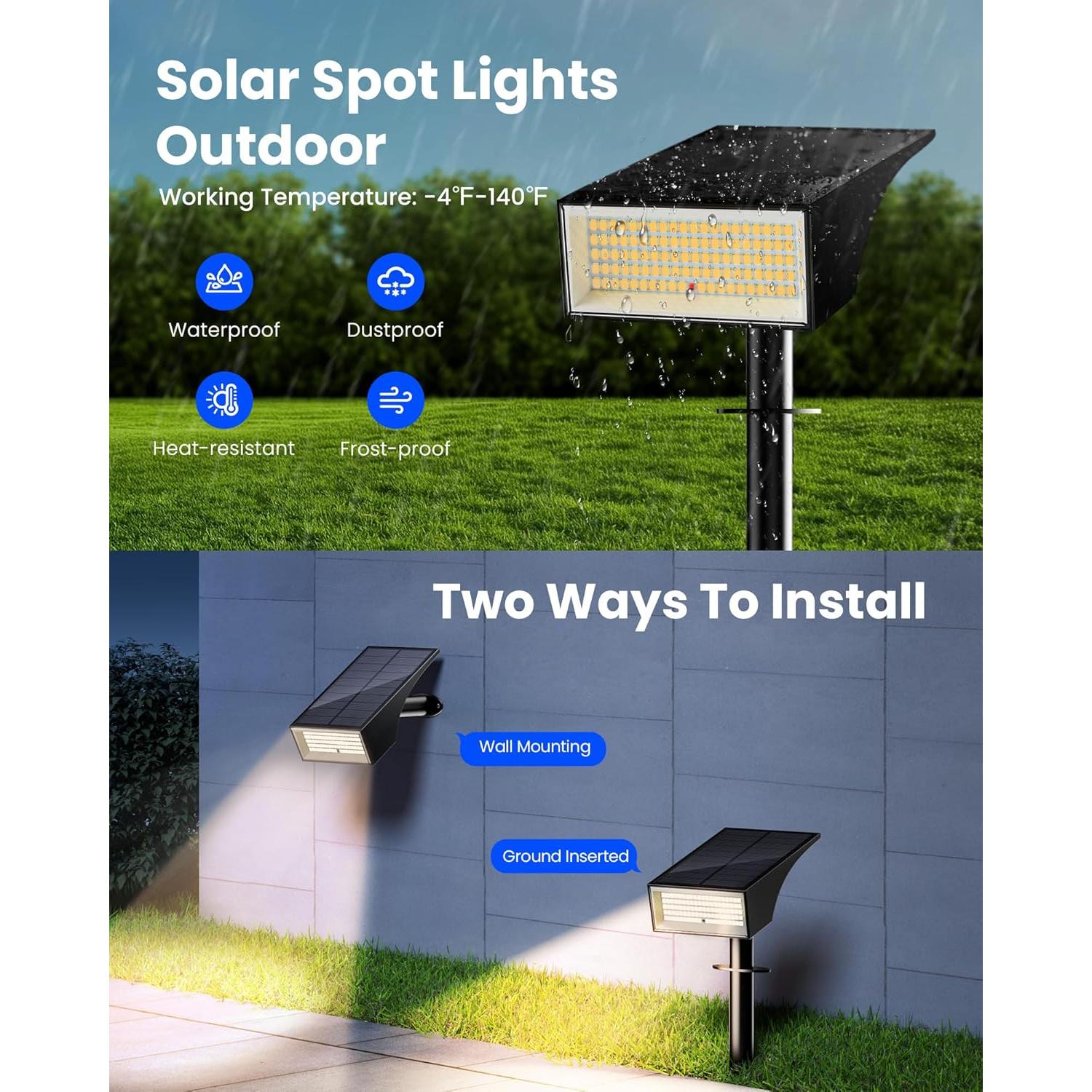 Luces Solares Koicaxy 100 LEDs IP65 4 Modos Jardín 4 Paquete