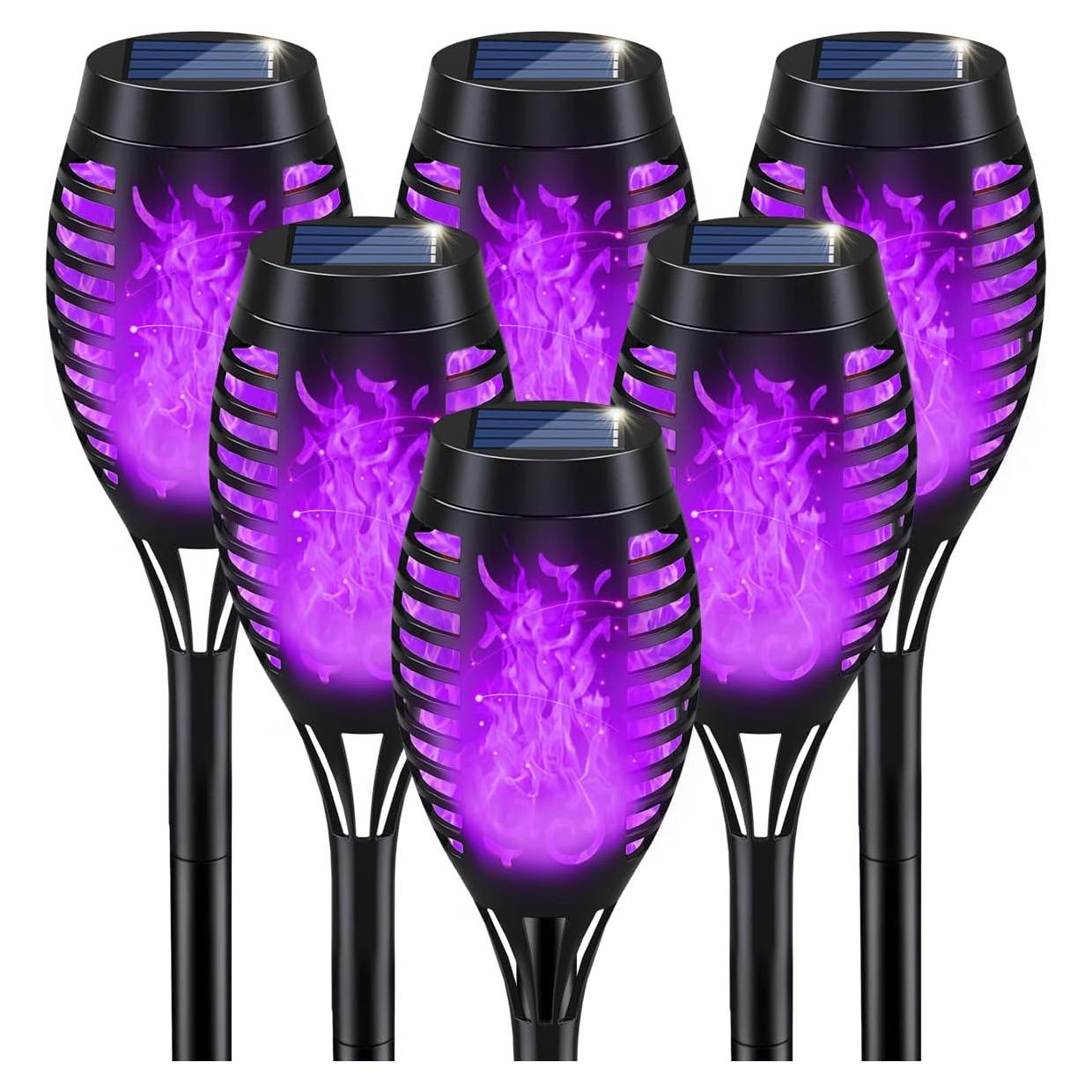 Luces Solares de Halloween IkeeRuic 6 Piezas Moradas 20.5 cm
