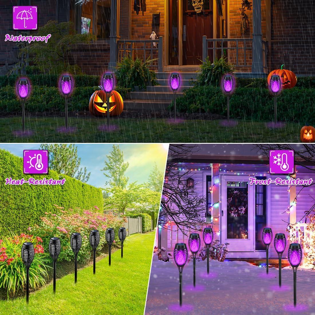 Luces Solares de Halloween IkeeRuic 6 Piezas Moradas 20.5 cm