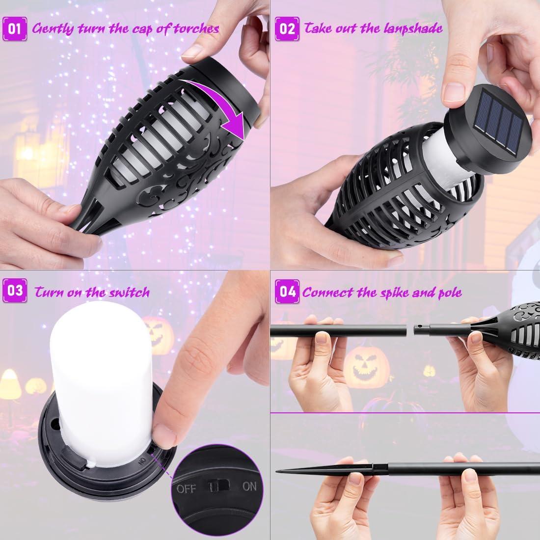 Luces Solares de Halloween IkeeRuic 6 Piezas Moradas 20.5 cm