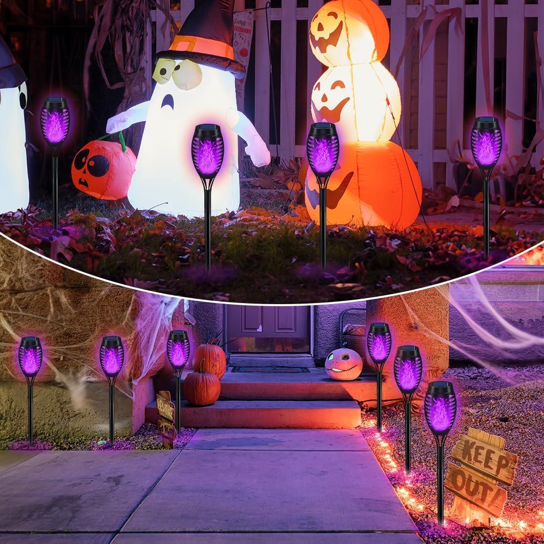 Luces Solares de Halloween IkeeRuic 6 Piezas Moradas 20.5 cm