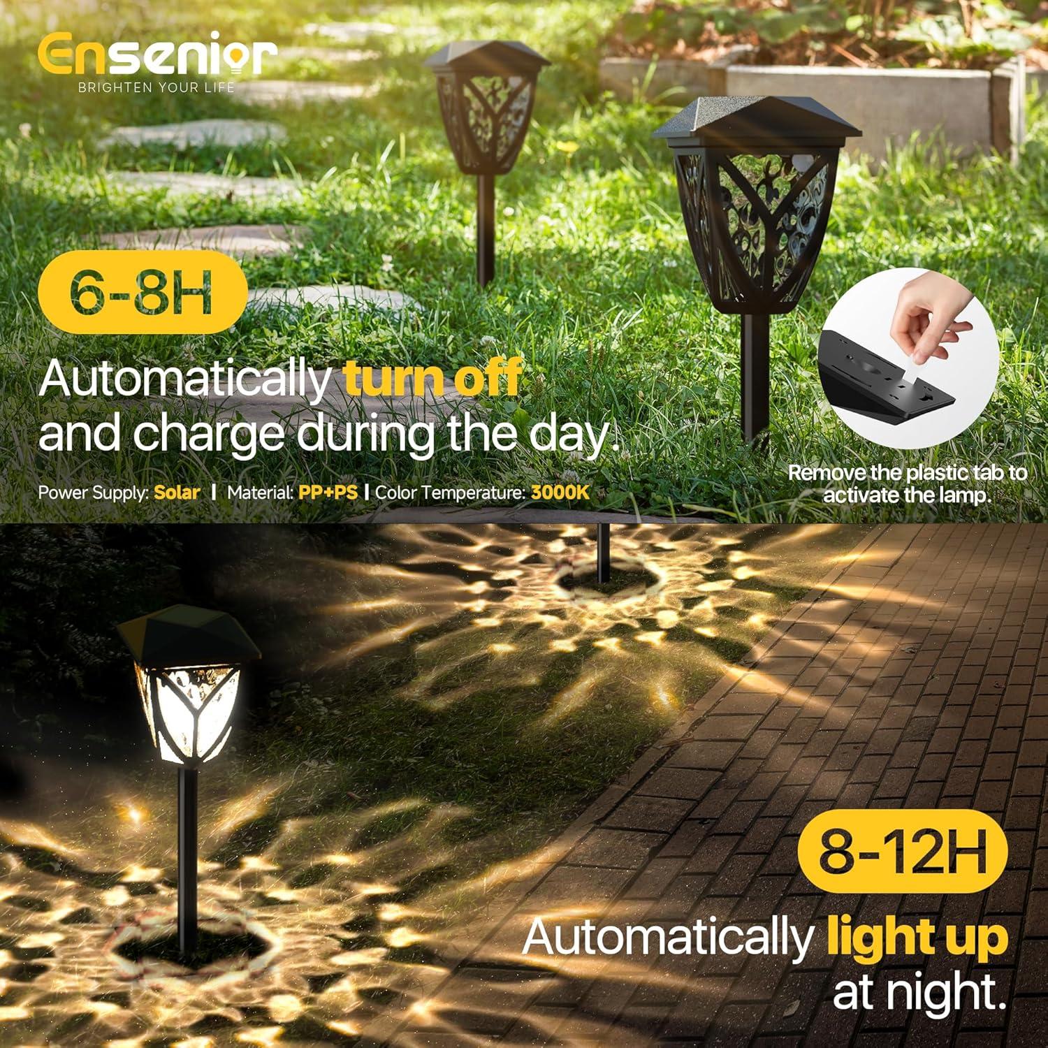 Luces Solares para Jardín Ensenior 3000K Pack de 6 Impermeables