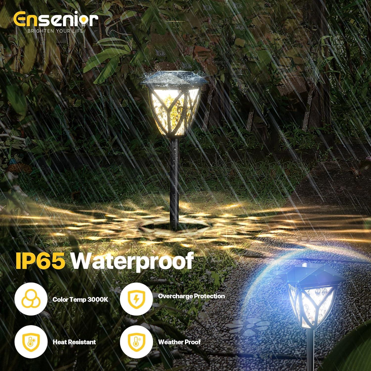 Luces Solares para Jardín Ensenior 3000K Pack de 6 Impermeables