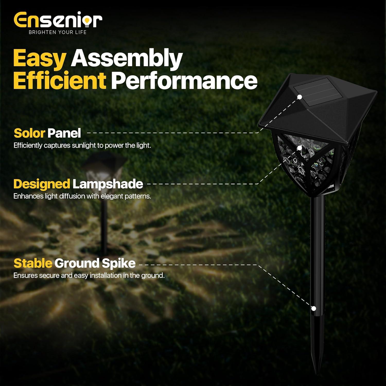 Luces Solares para Jardín Ensenior 3000K Pack de 6 Impermeables