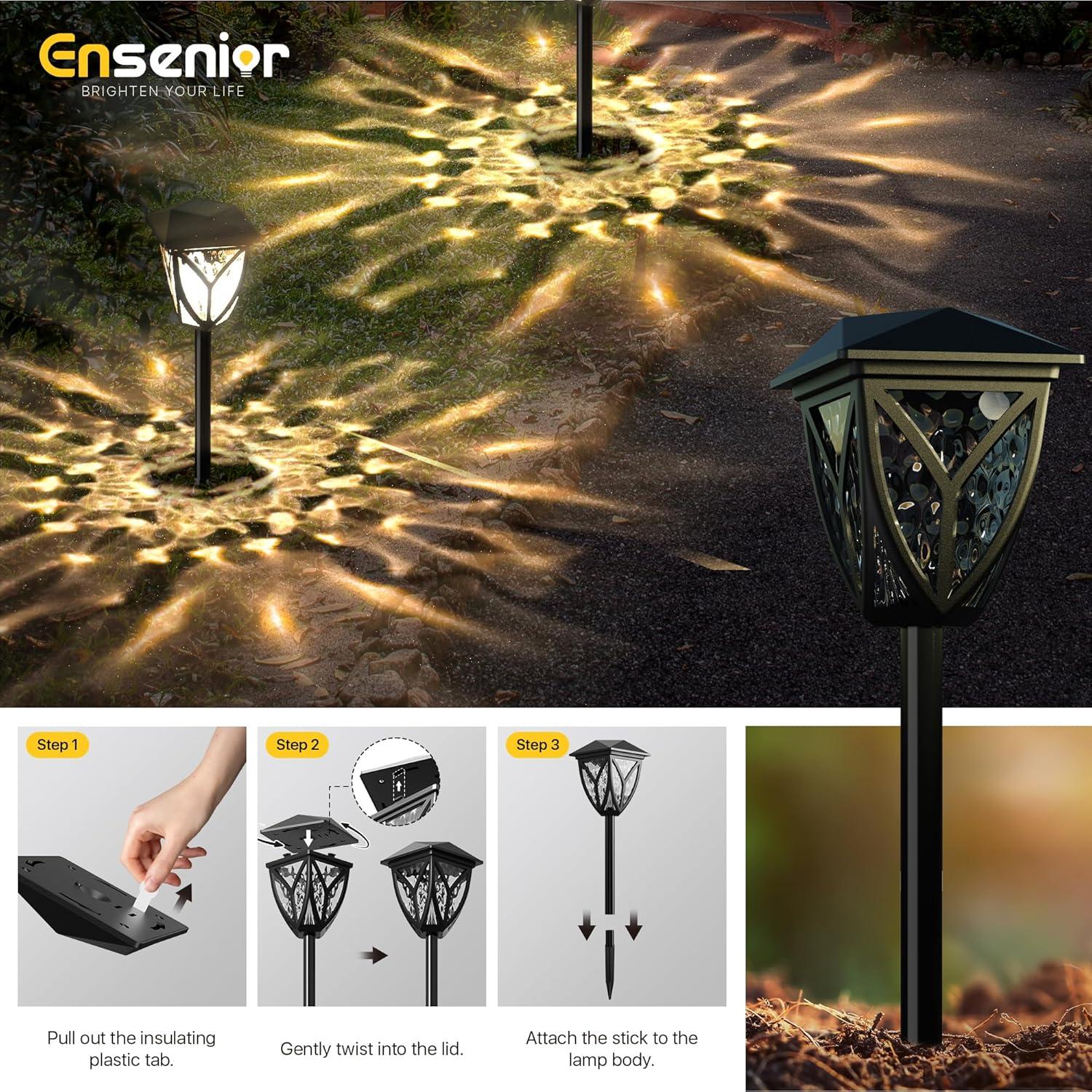 Luces Solares para Jardín Ensenior 3000K Pack de 6 Impermeables