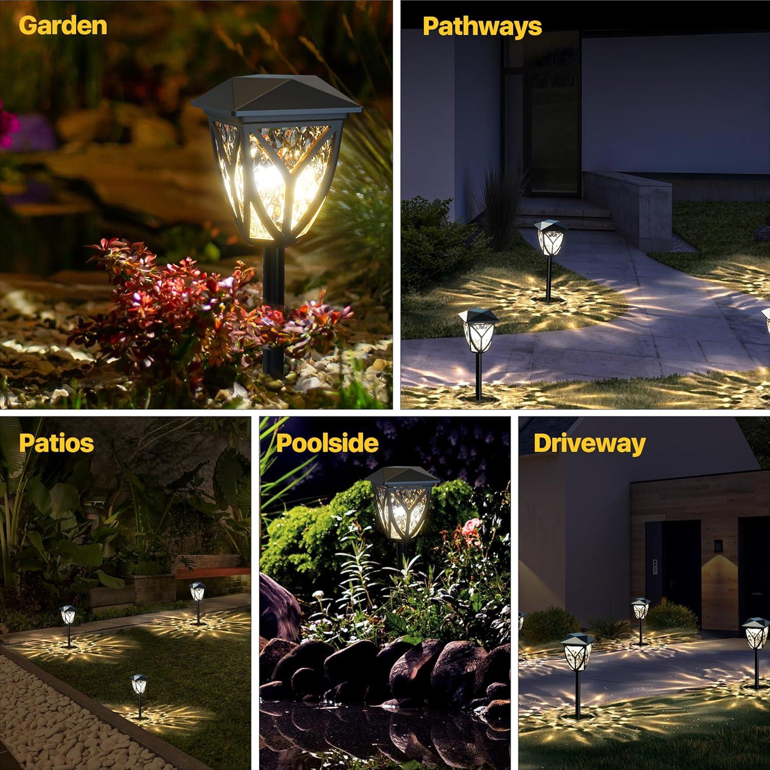 Luces Solares para Jardín Ensenior 3000K Pack de 6 Impermeables