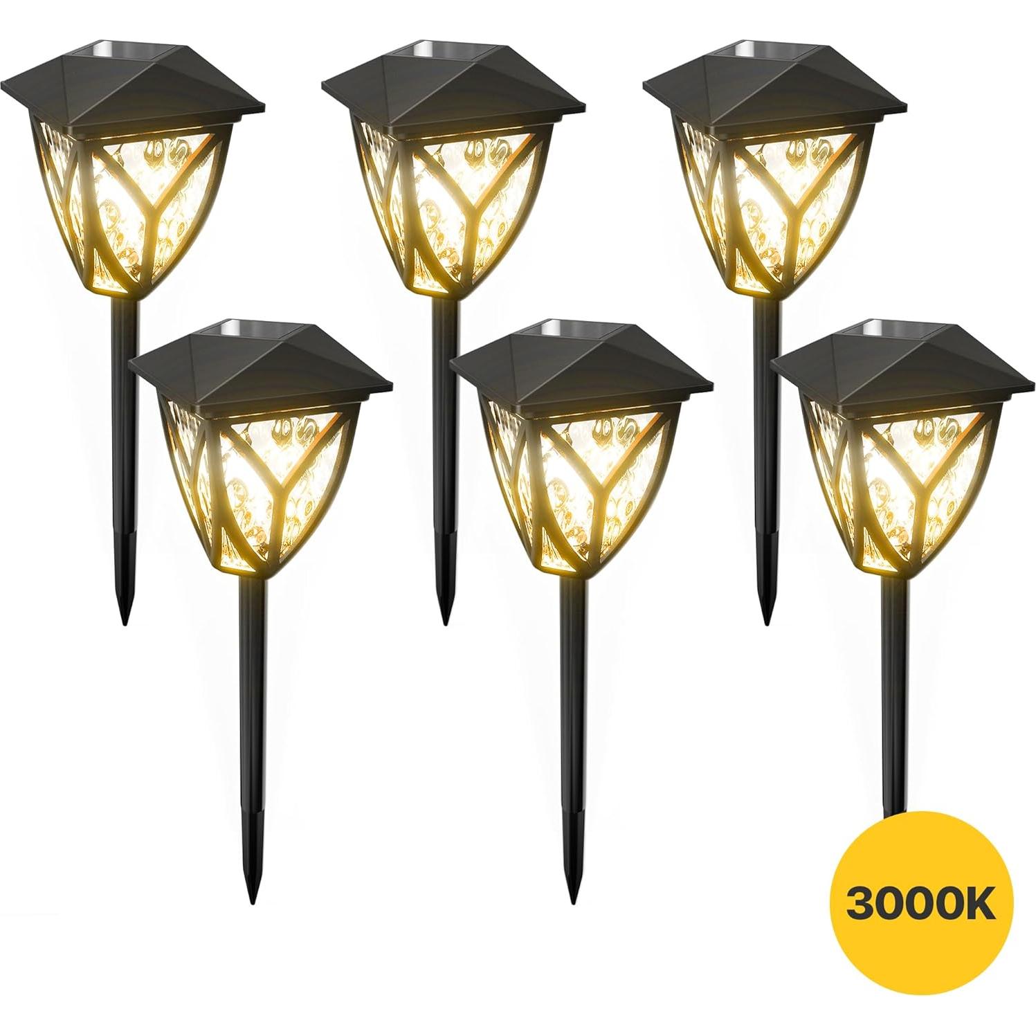 Luces Solares para Jardín Ensenior 3000K Pack de 6 Impermeables