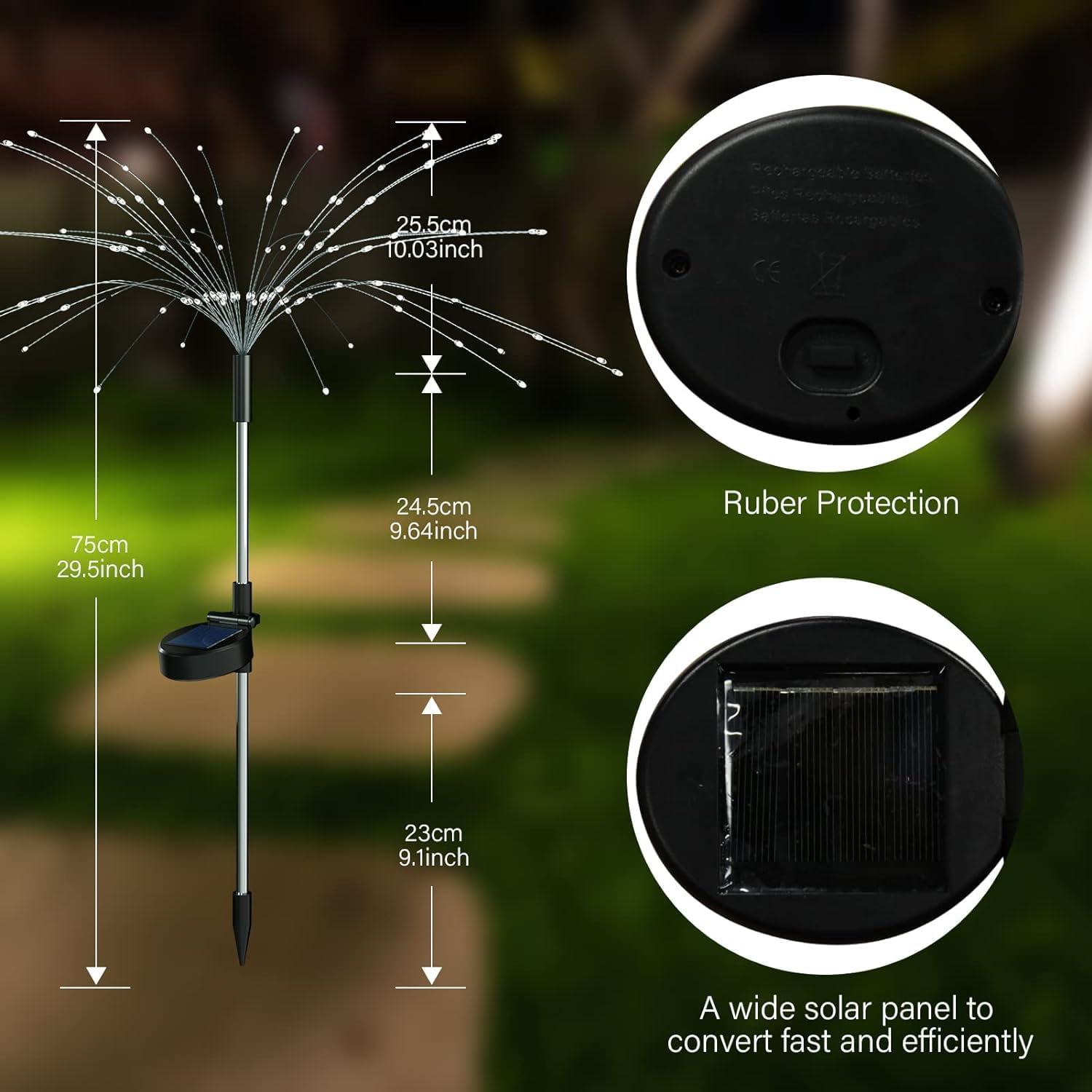 Luces de Jardín Solares FOOING 4 Pcs 120 LED IP65 Blanco Cálido