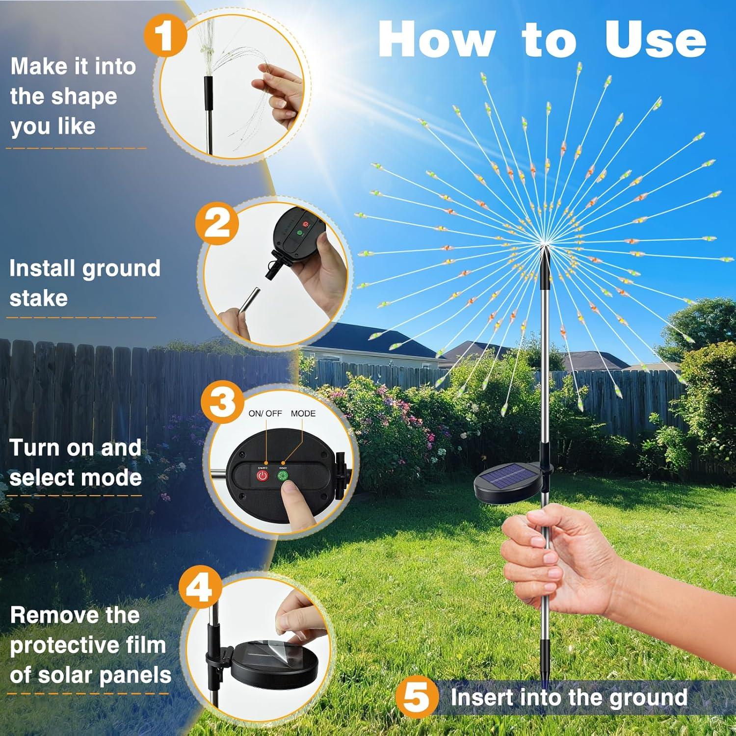 Luces de Jardín Solares BTFarm 120 LED 8 Modos Multicolor