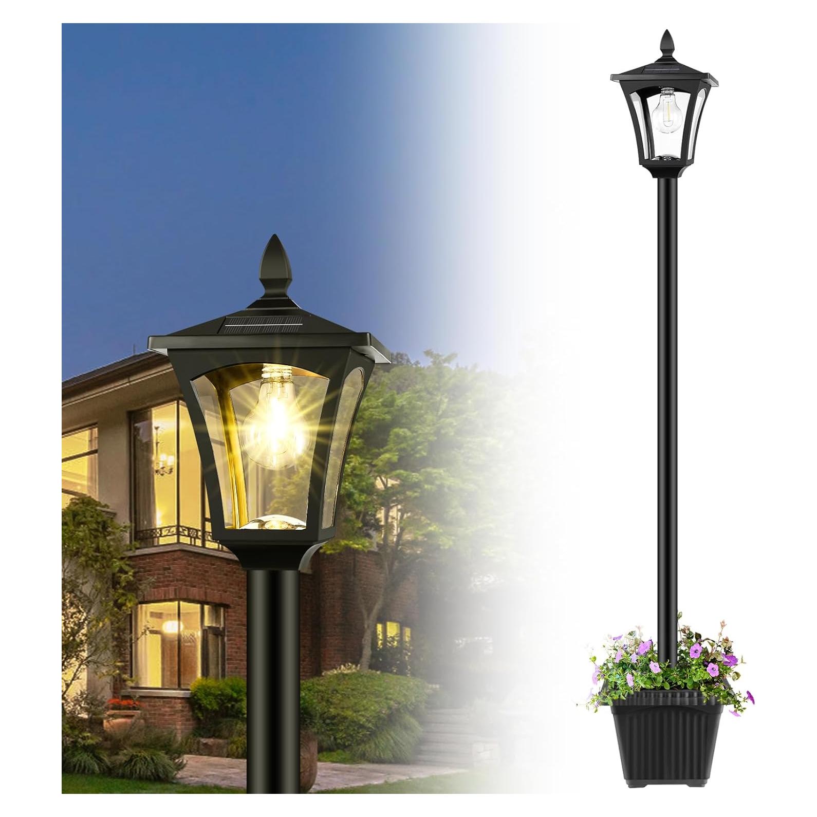 Lámpara Solar Exterior Derynome 162.56cm con Maceta IP45