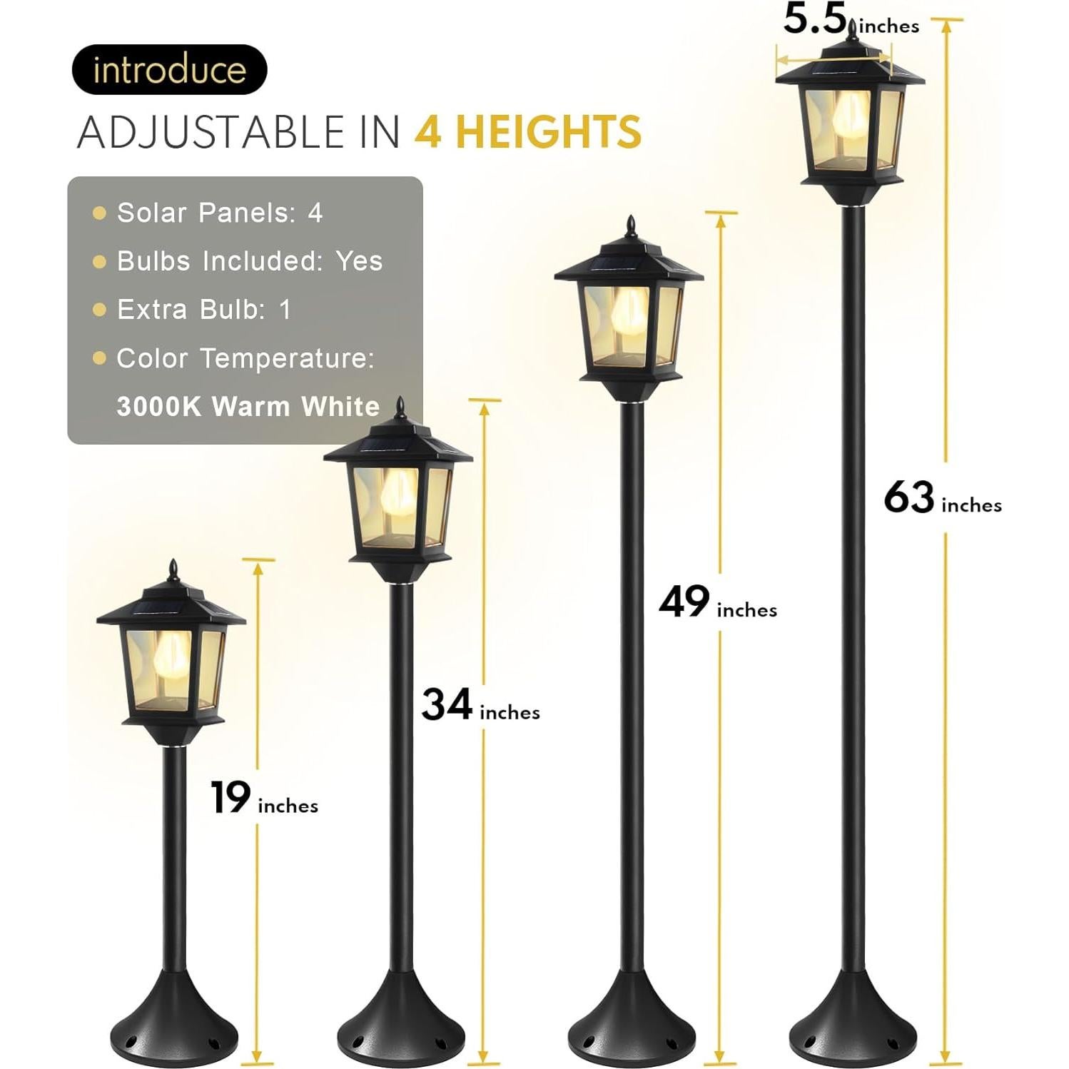 Lámpara Solar PASAMIC 63" (160 cm) 2Pack, Exterior IP44