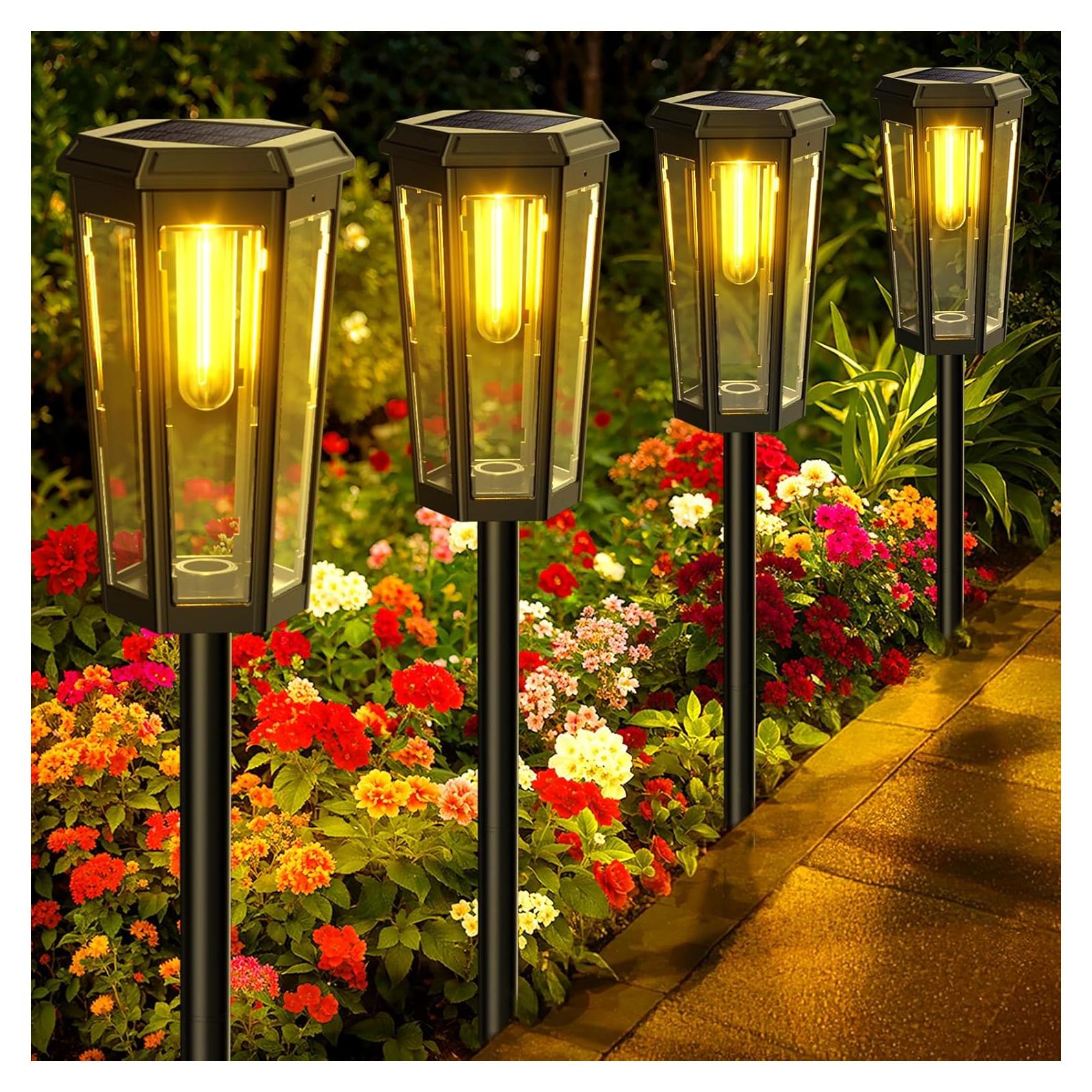 Luces Solares KINKAI para Jardín - Paquete de 6 Luz Cálida