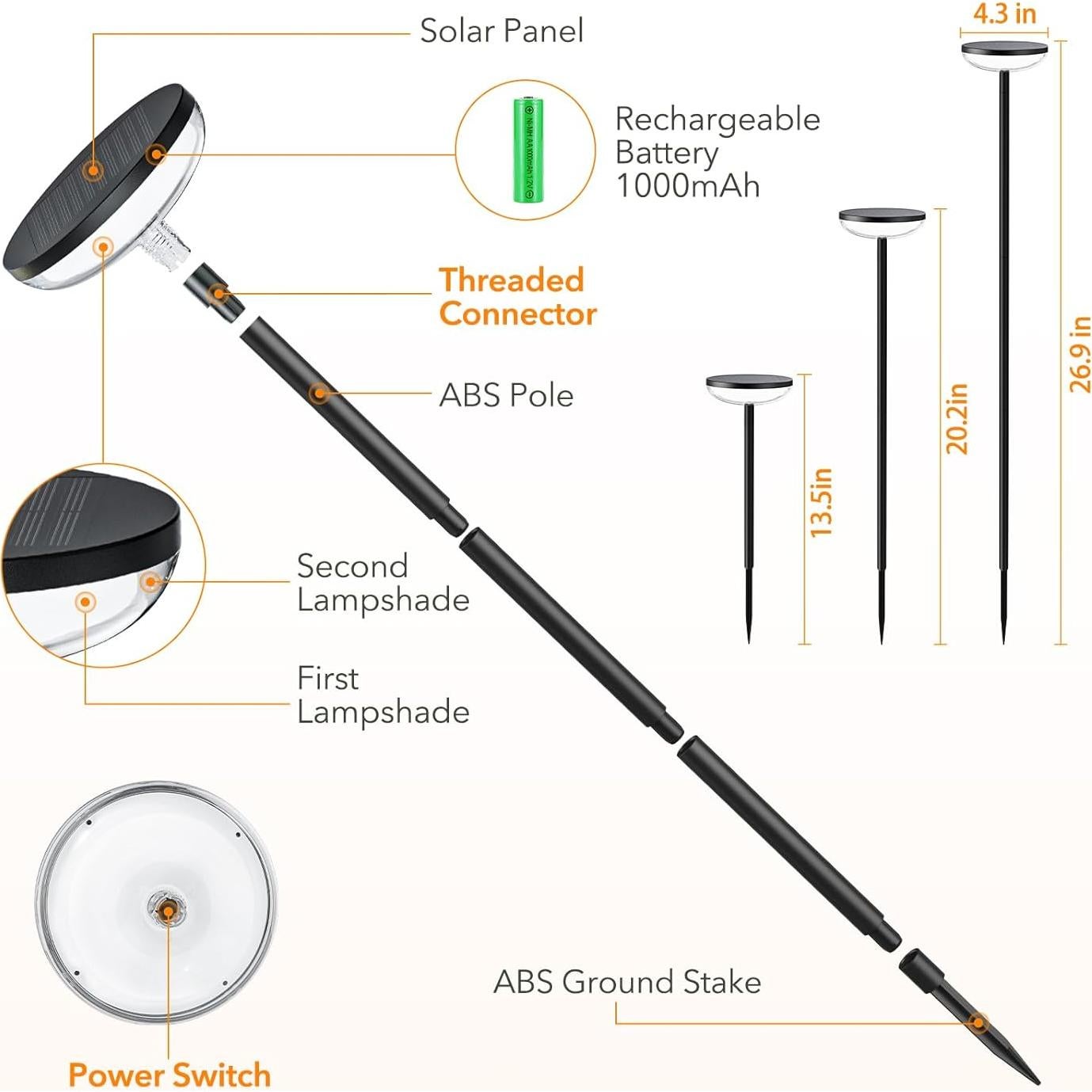 Luces de Camino Solares ELECLINK, Paquete de 6, 68.58 cm