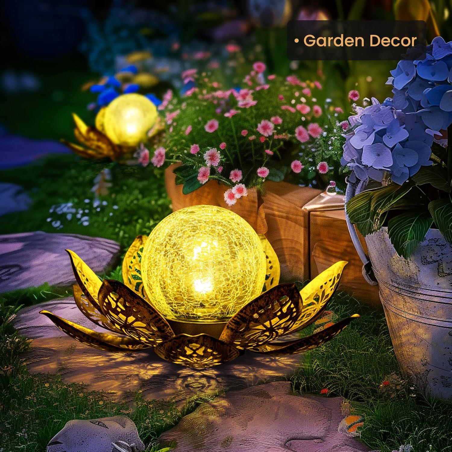 Luces Solares de Loto GIGALUMI para Jardín 21.5cm Oro