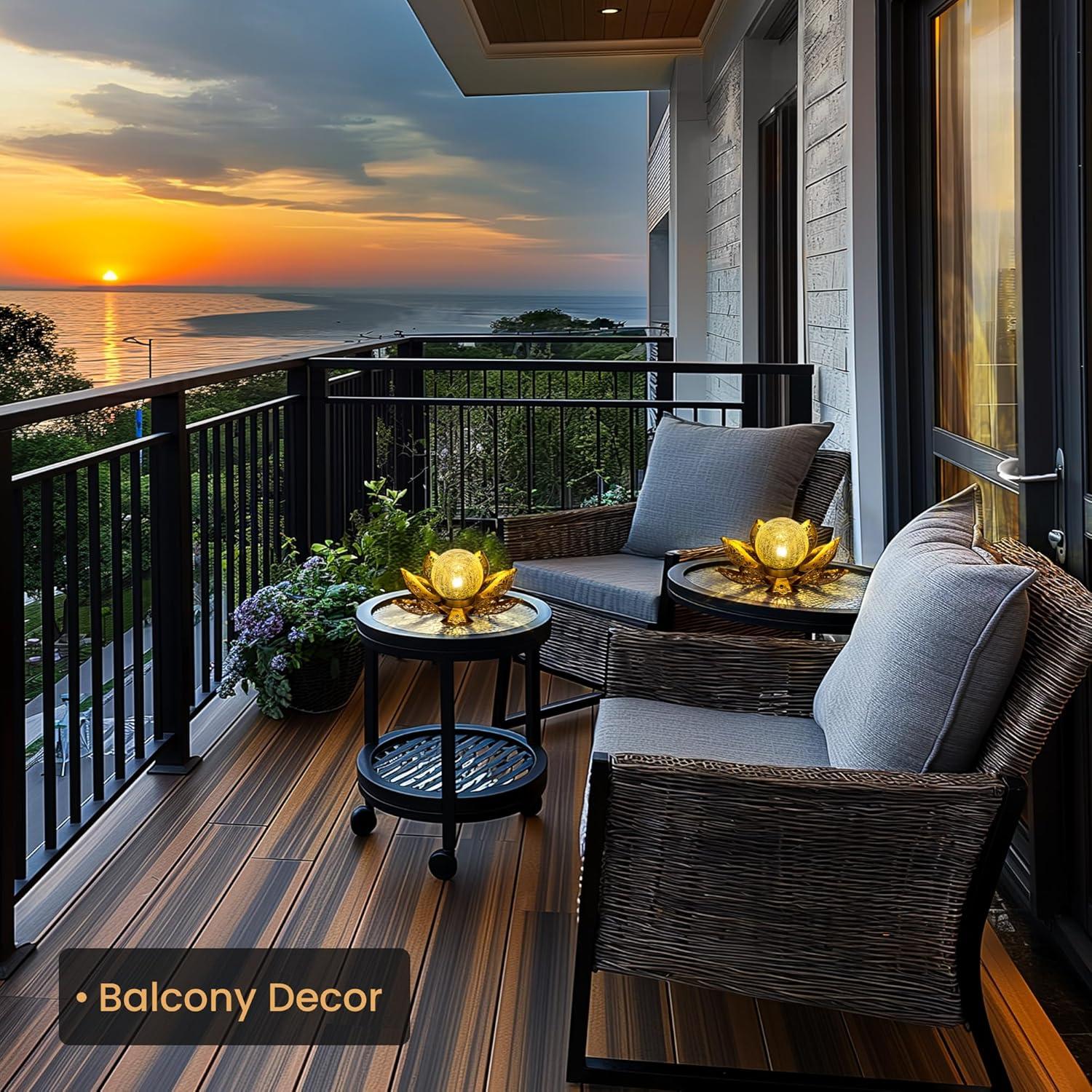 Luces Solares de Loto GIGALUMI para Jardín 21.5cm Oro