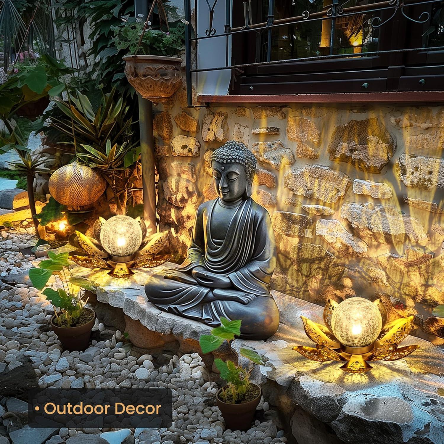 Luces Solares de Loto GIGALUMI para Jardín 21.5cm Oro