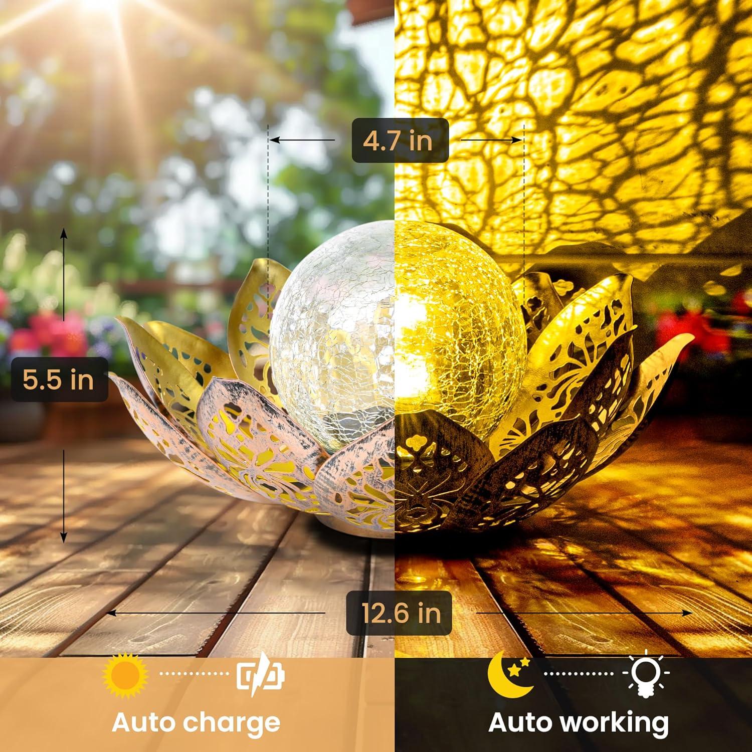 Luces Solares de Loto GIGALUMI para Jardín 21.5cm Oro