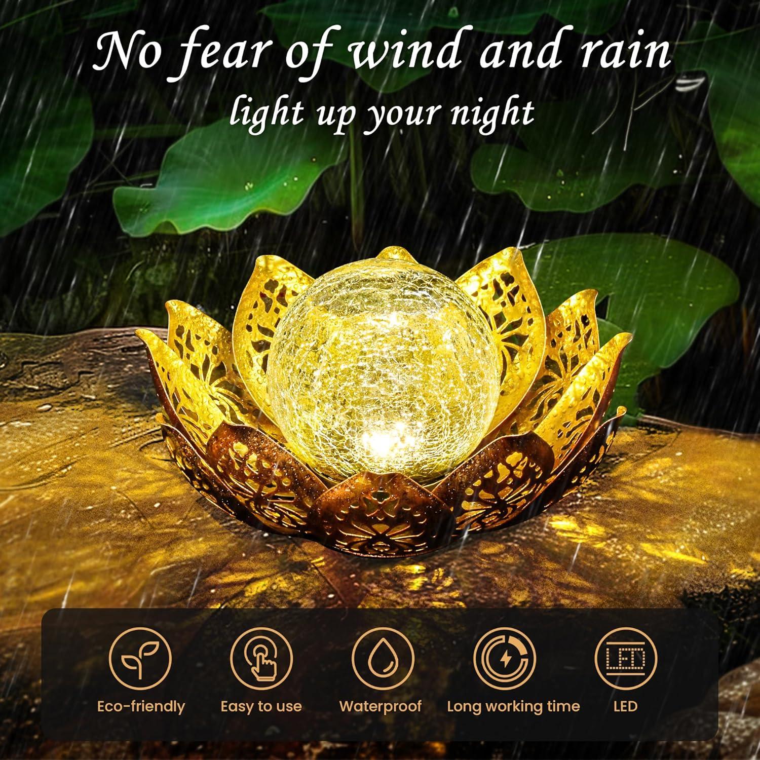 Luces Solares de Loto GIGALUMI para Jardín 21.5cm Oro