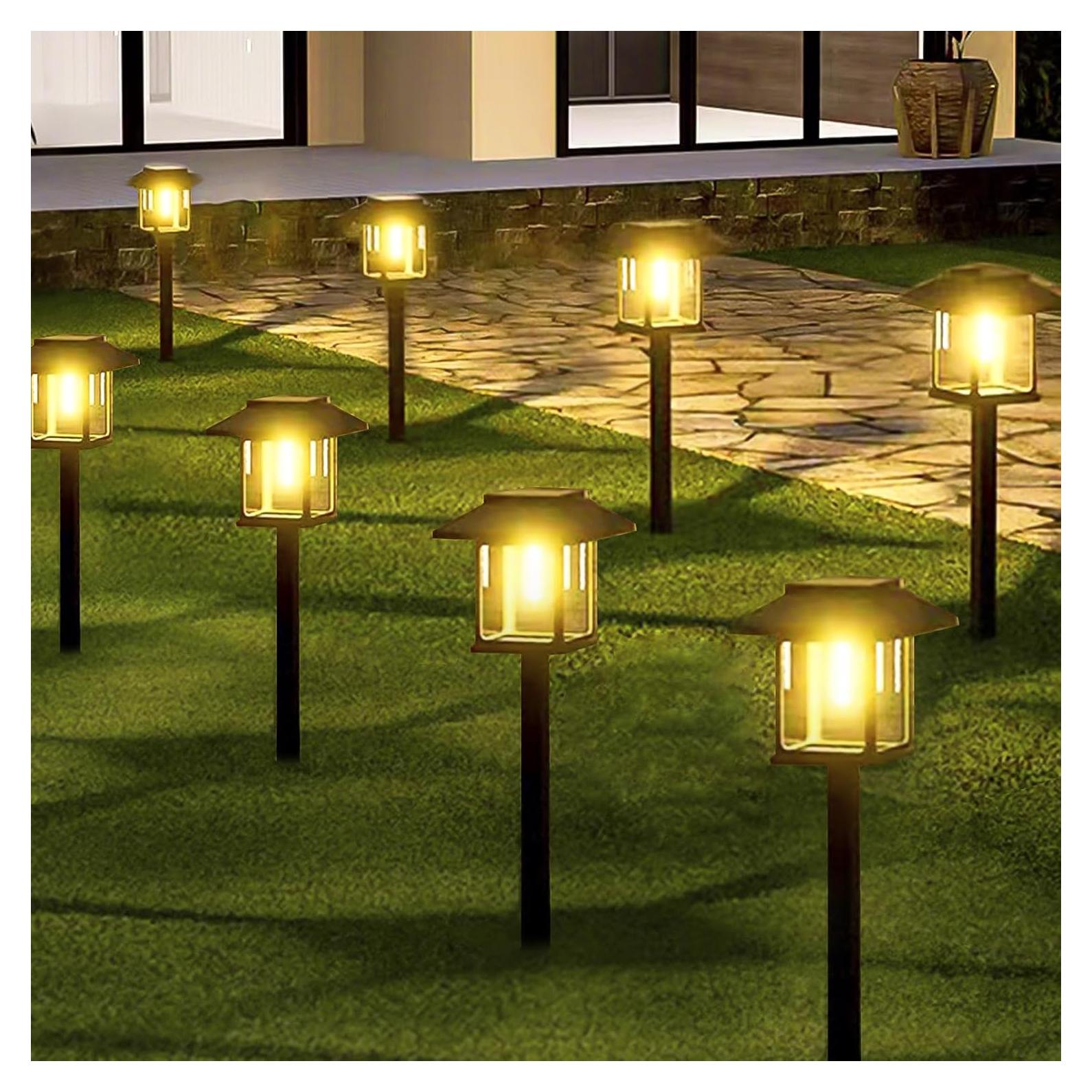 Paquete de 16 Luces Solares Automáticas para Jardín - Blanco Cálido