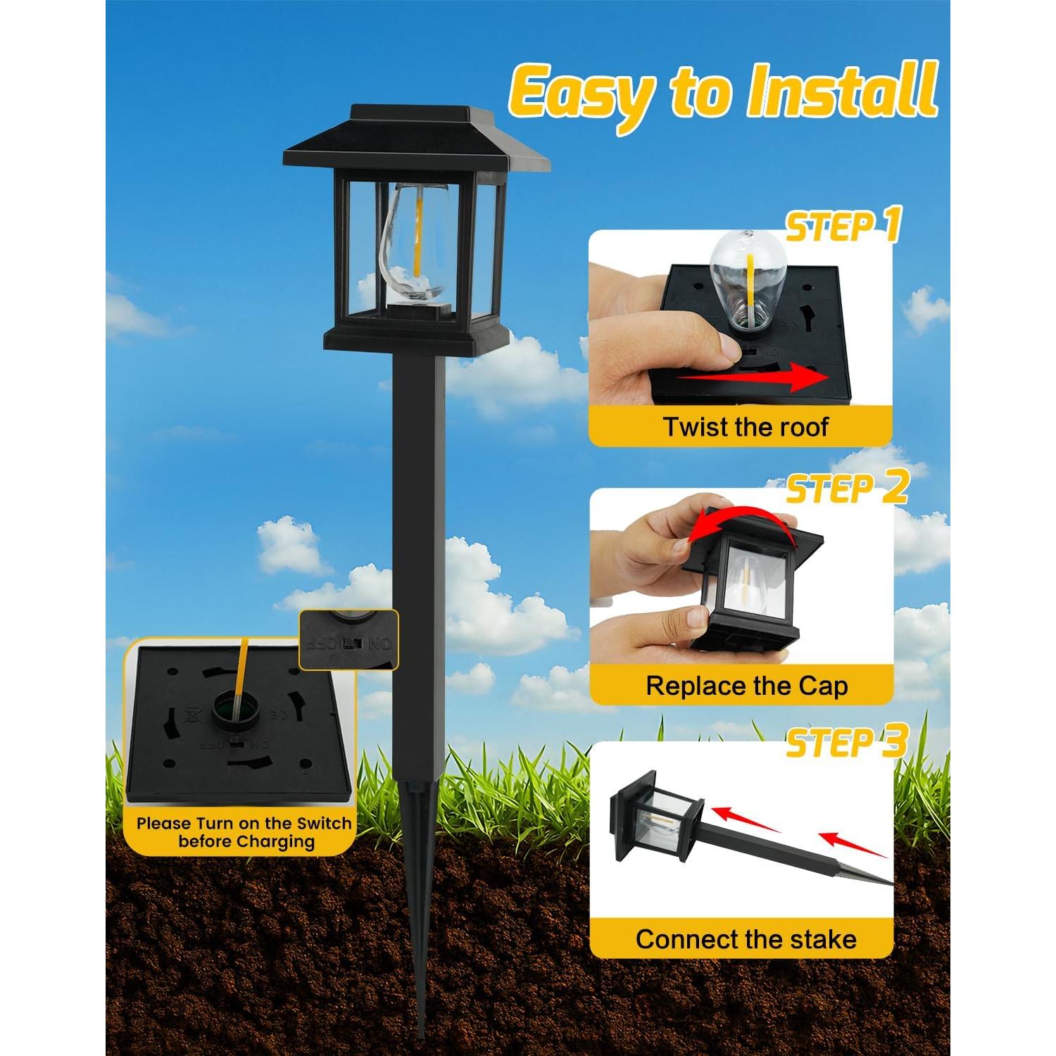 Paquete de 16 Luces Solares Automáticas para Jardín - Blanco Cálido