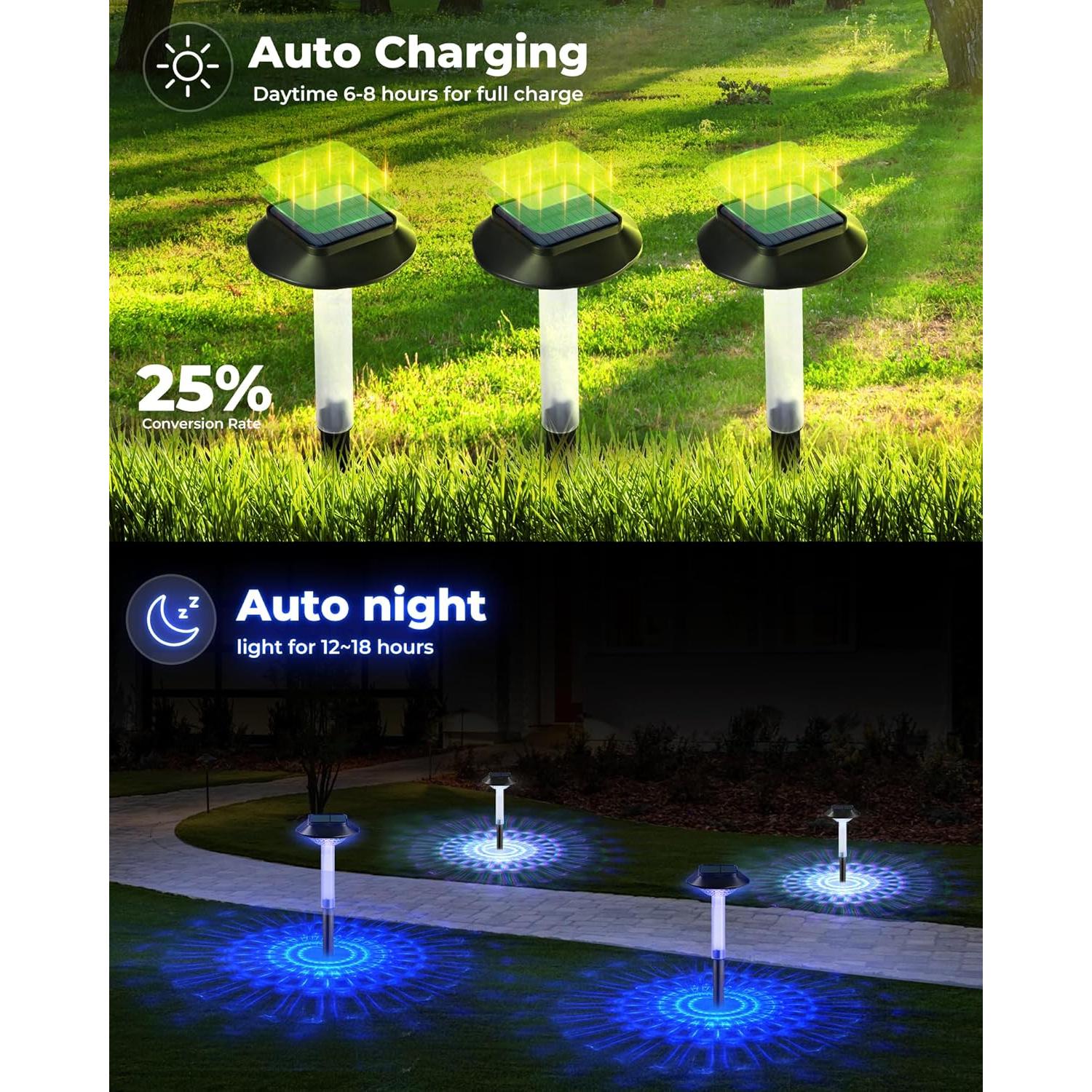 Luces Solares de Camino ALEPOD RGB - Paquete de 8 IP68