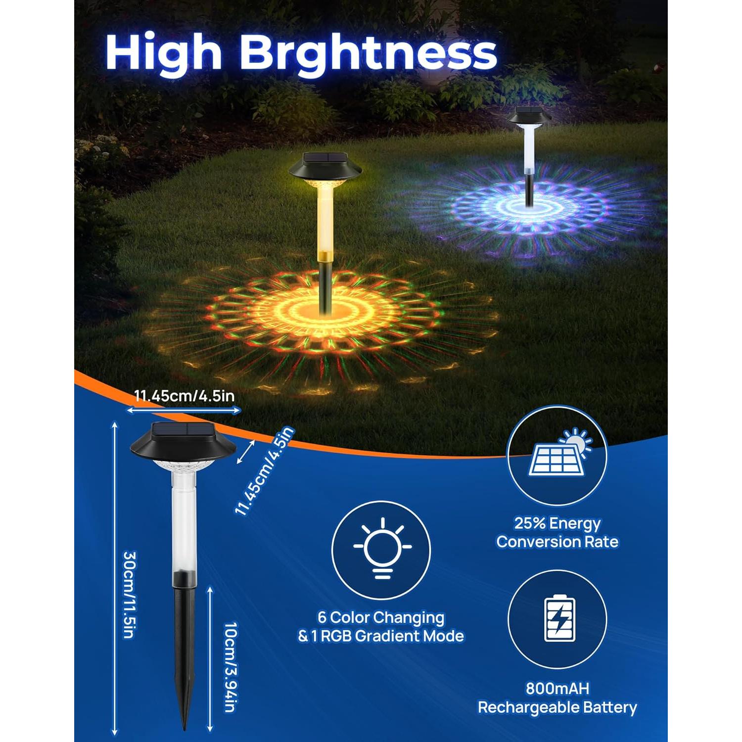 Luces Solares de Camino ALEPOD RGB - Paquete de 8 IP68