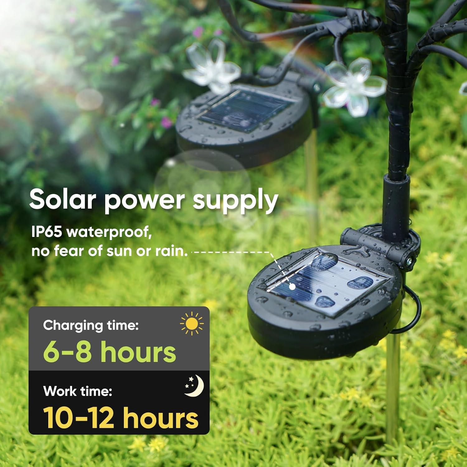 Luces de Jardín Solares Berngi 2 Paquete 20 LED Blanco Cálido