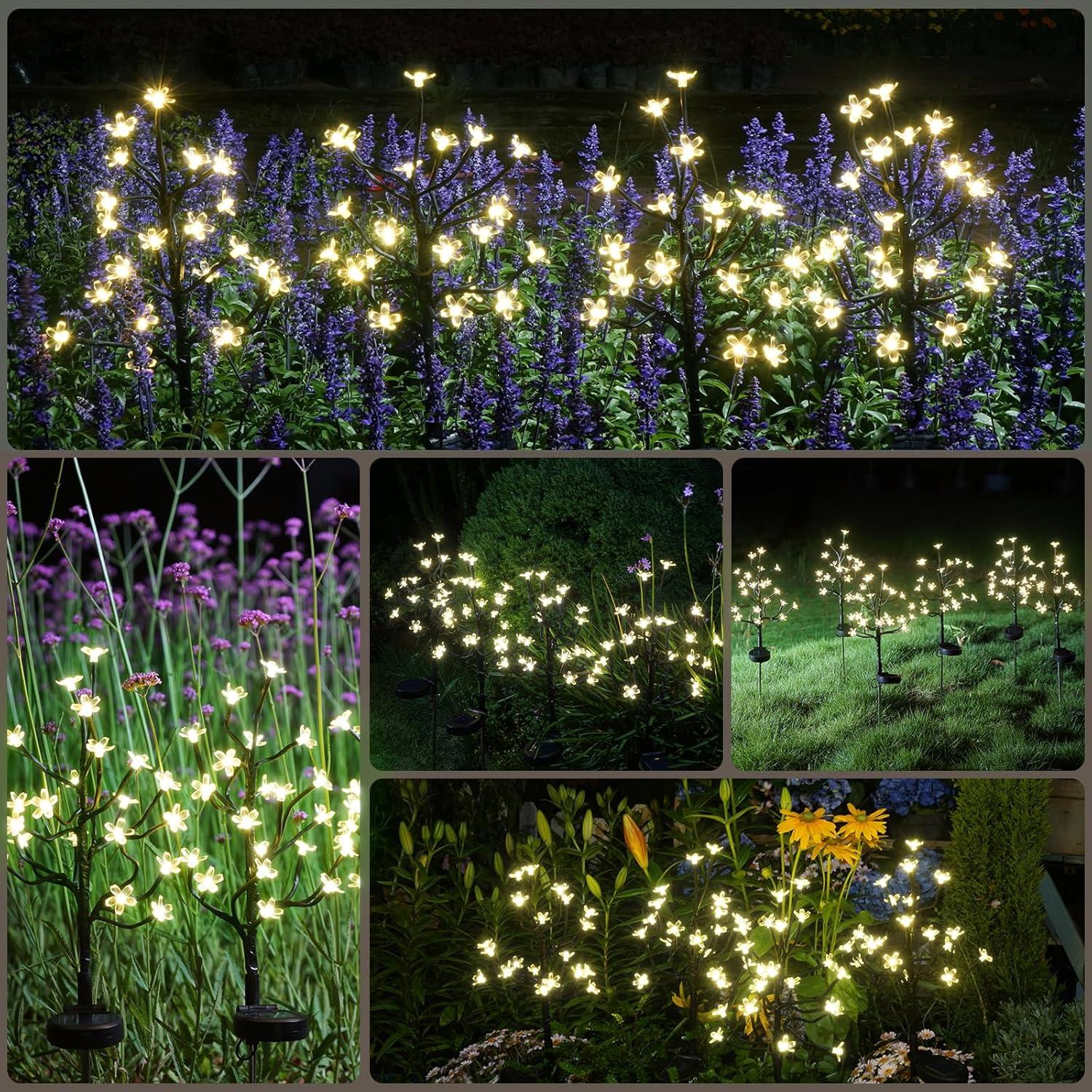 Luces de Jardín Solares Berngi 2 Paquete 20 LED Blanco Cálido