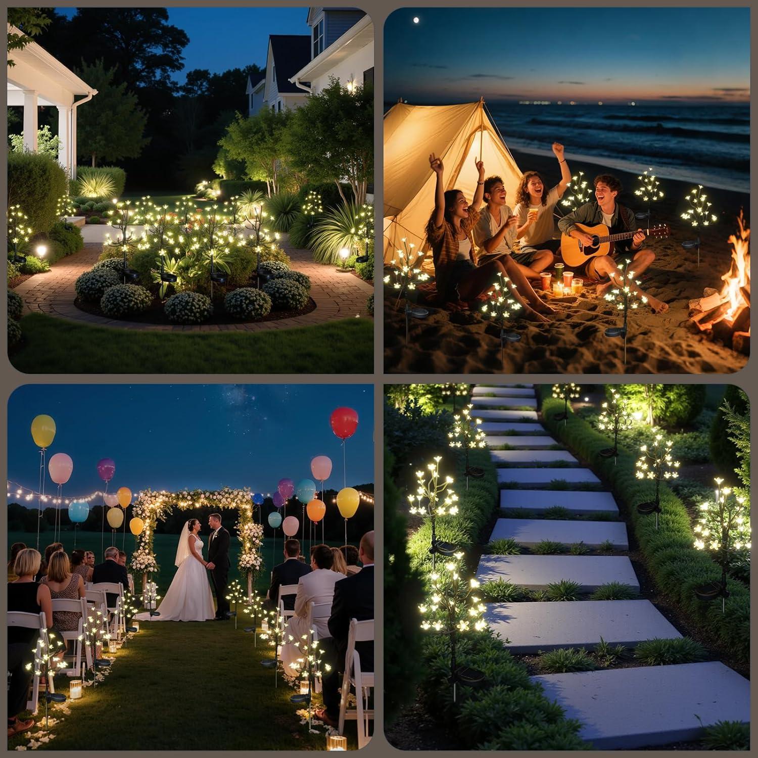 Luces de Jardín Solares Berngi 2 Paquete 20 LED Blanco Cálido